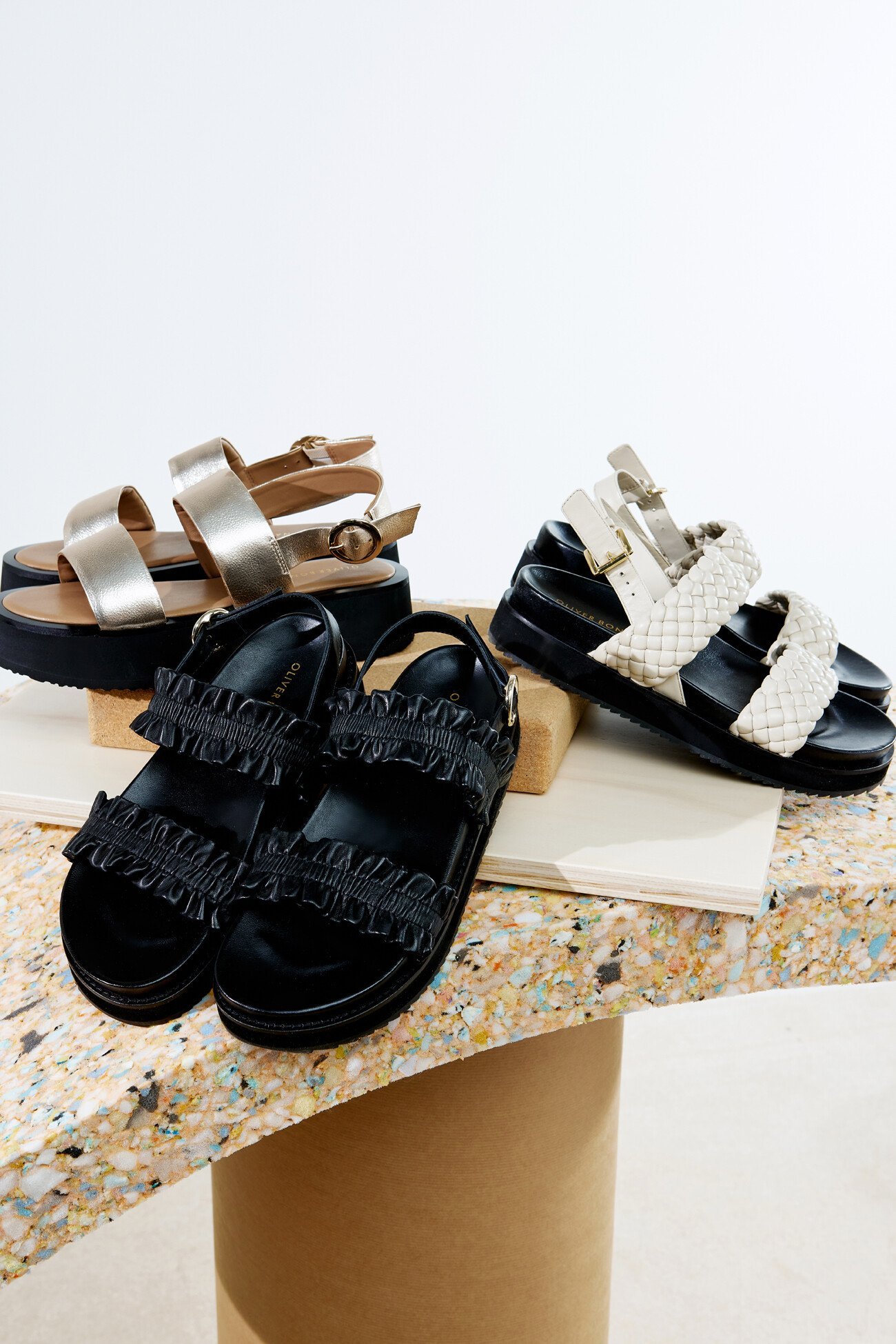 Chanel Inspired Chanel Sandals Velcro Dupe Chunky Frill Black