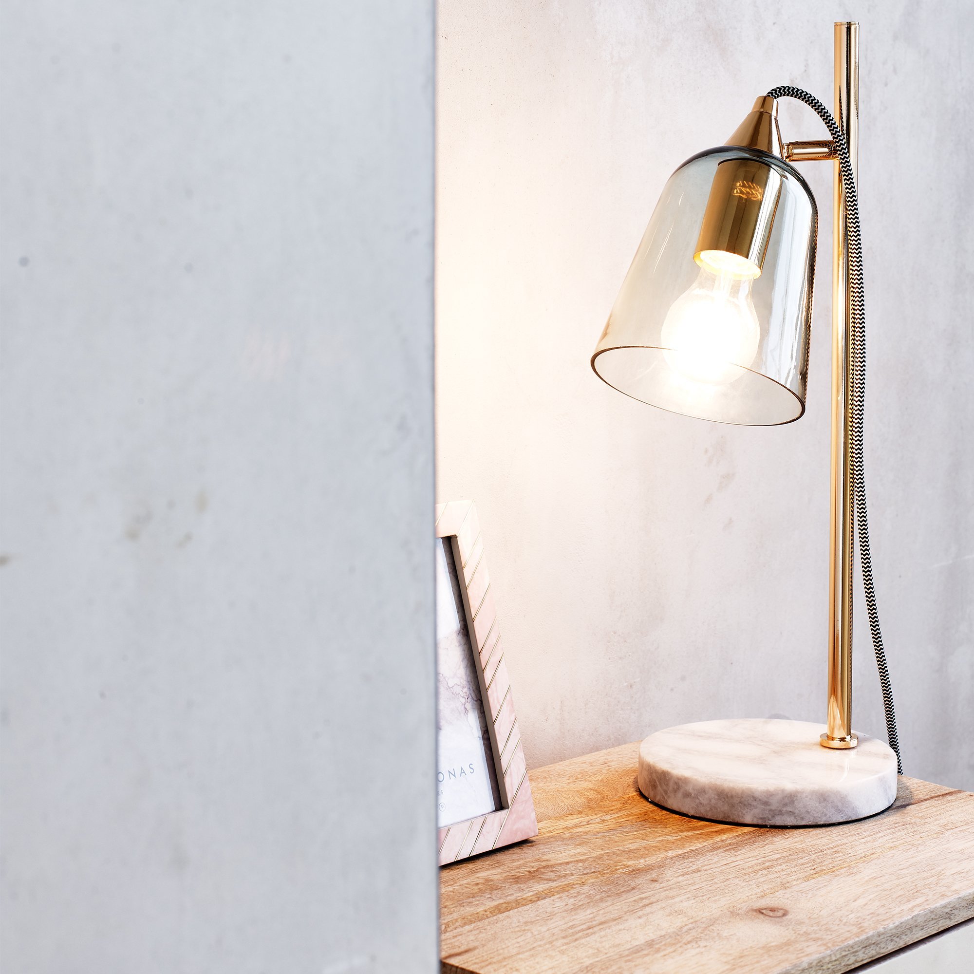 Glass Shade Marble Table Lamp Oliver Bonas