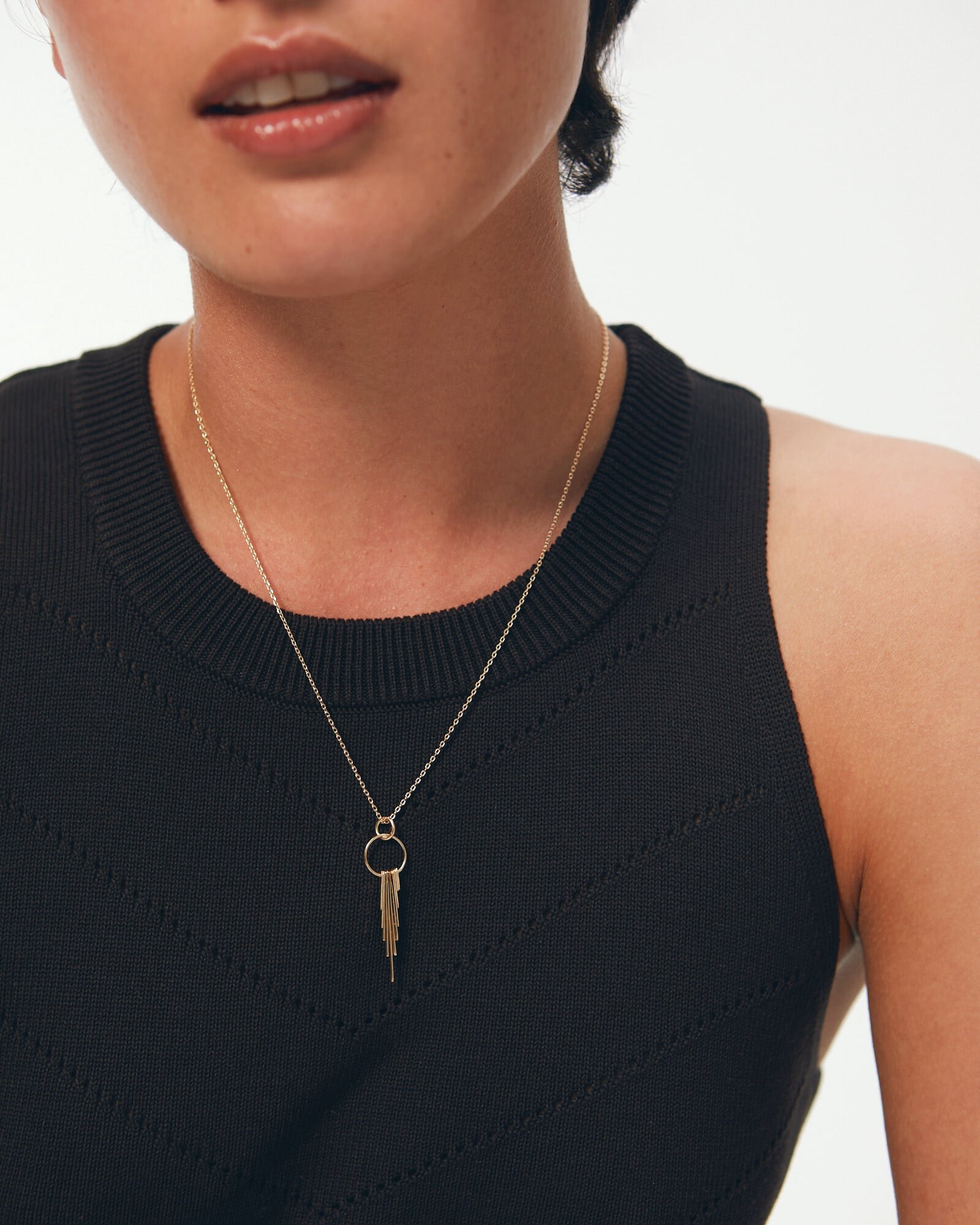 Aida Fine Circle & Fan Drop Pendant Necklace | Oliver Bonas