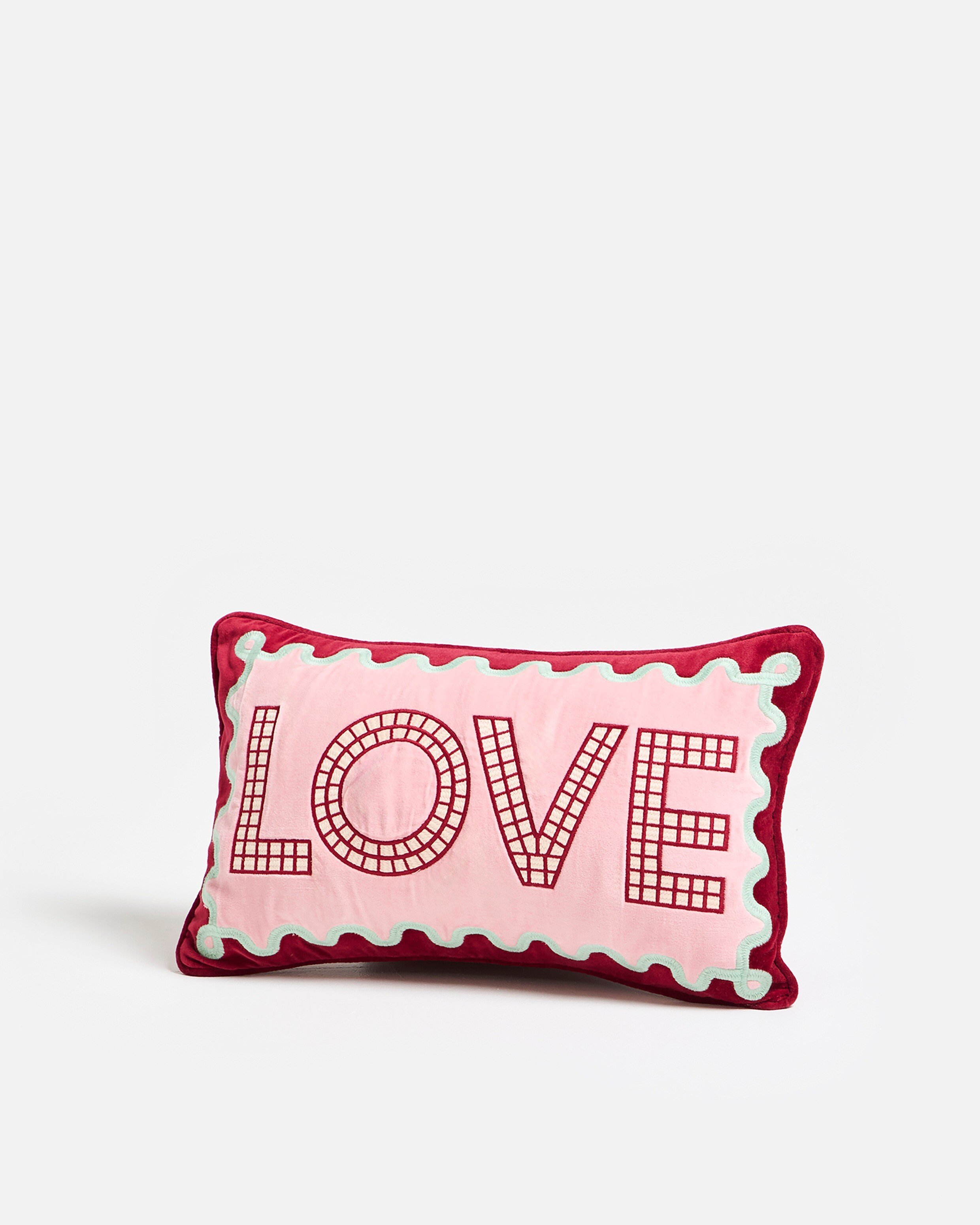 Love Pink Embroidered Cushion Cover 30x50cm