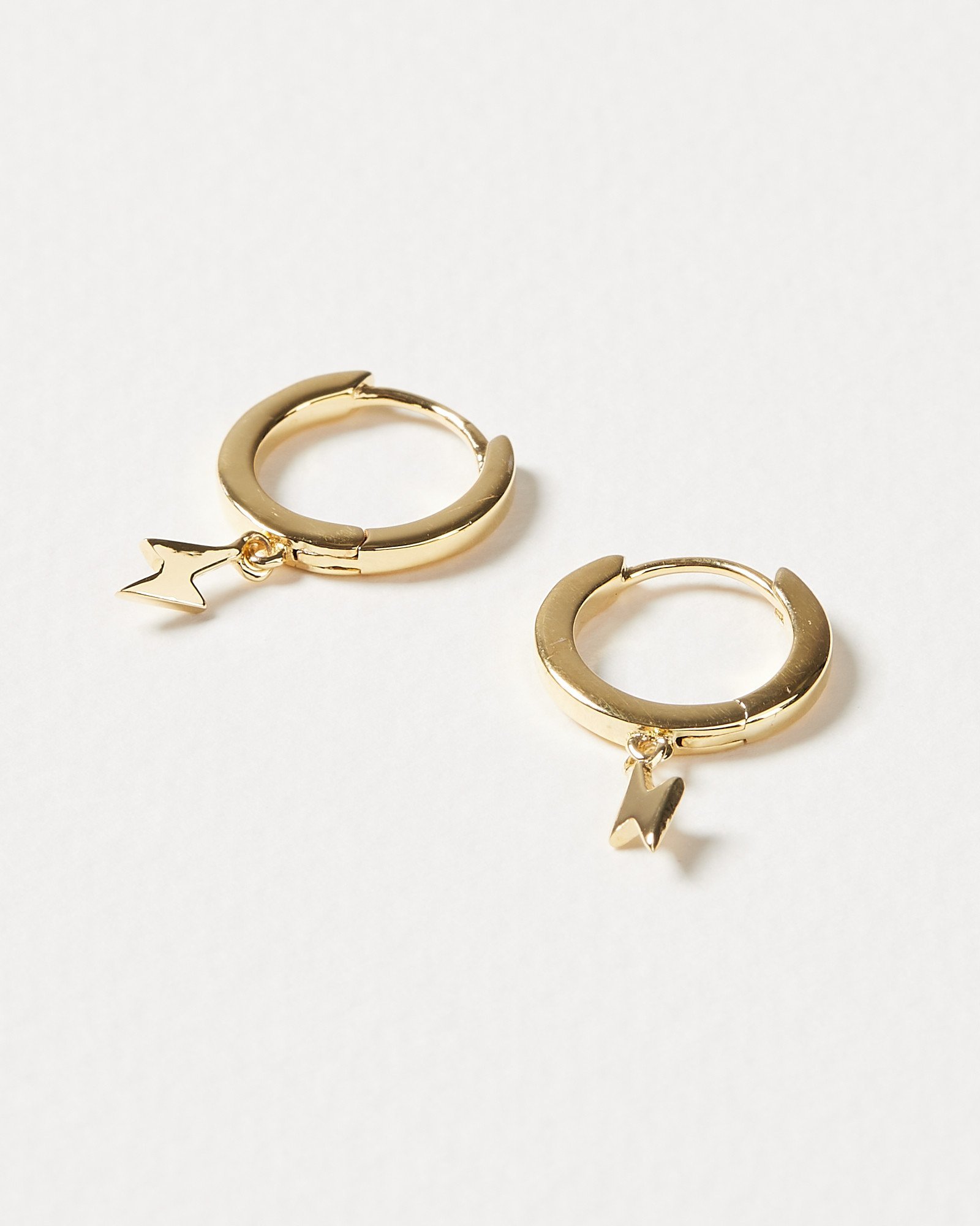 Lightning Bolt Charm Gold Plated Hoop Earrings Oliver Bonas
