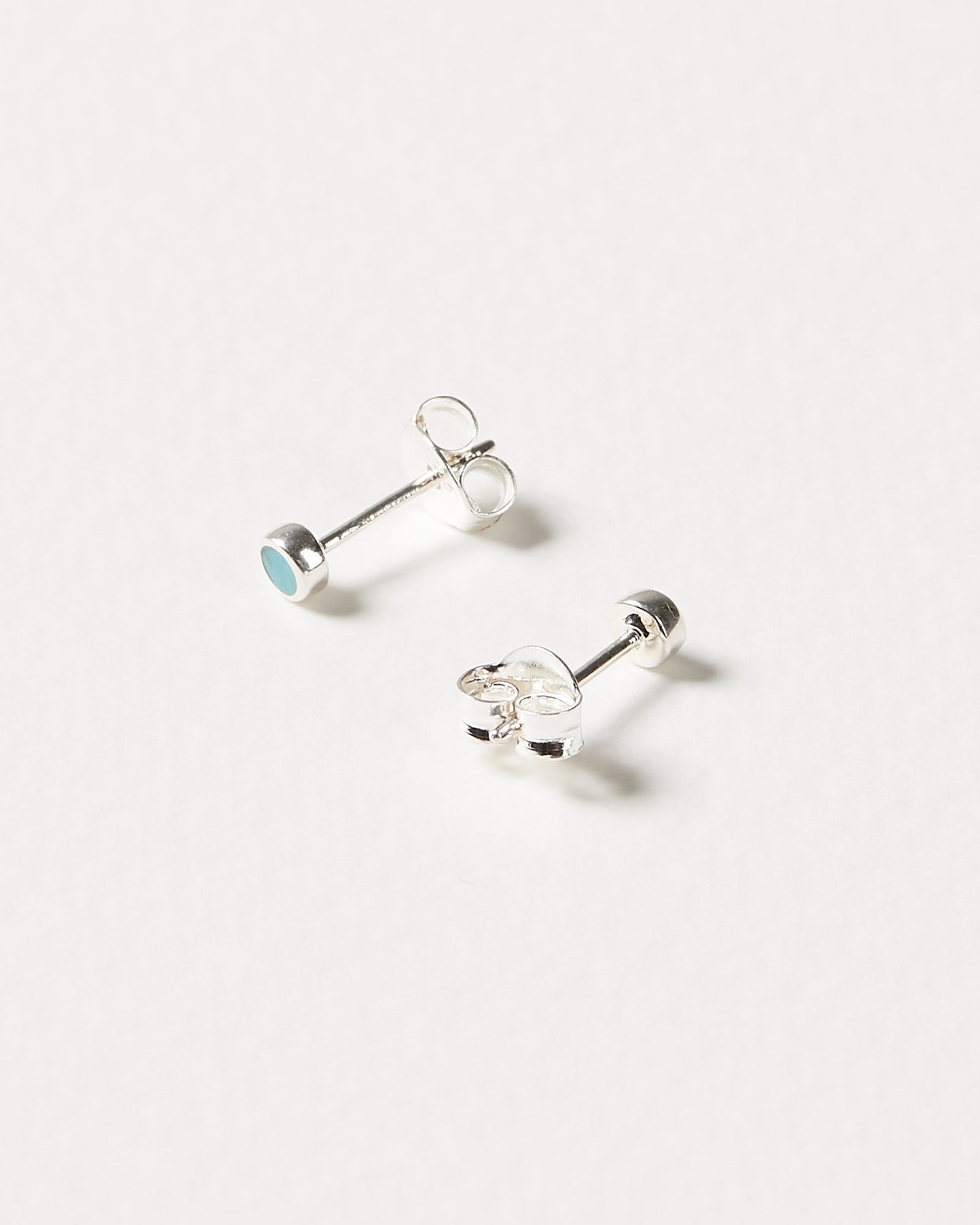 Nettie Mini Turquoise & Silver Stud Earrings | Oliver Bonas