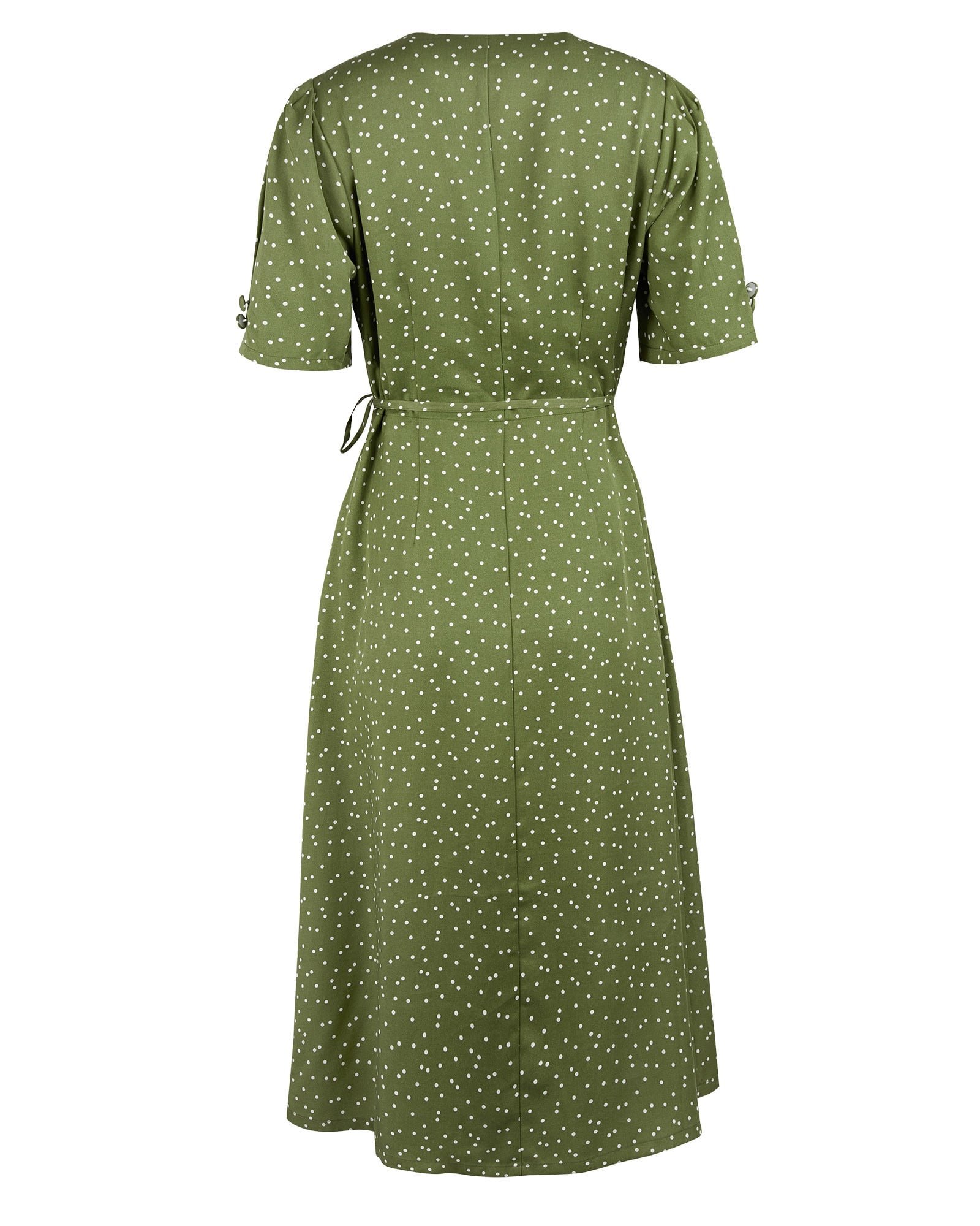 green polka dot wrap dress Green V Neck Polka Dot Mini Dress