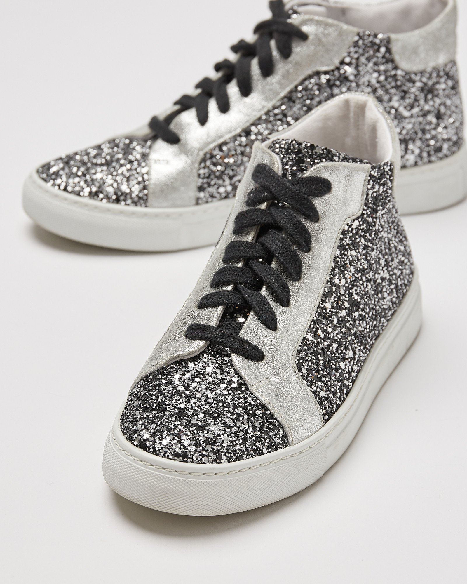 Glitter Lace Up High Top Trainers Oliver Bonas