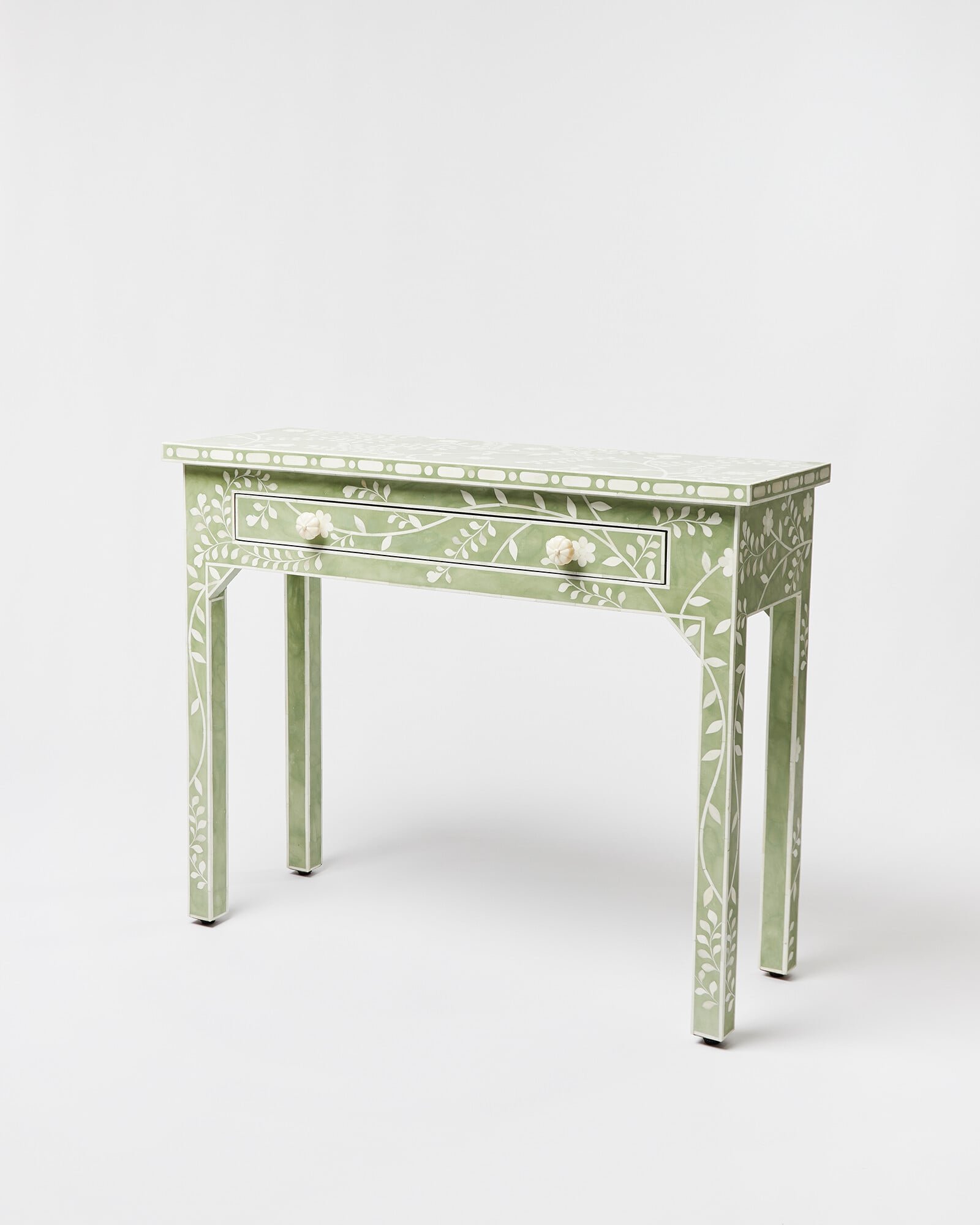 Lohko Green Floral Inlay Console Table | Oliver Bonas