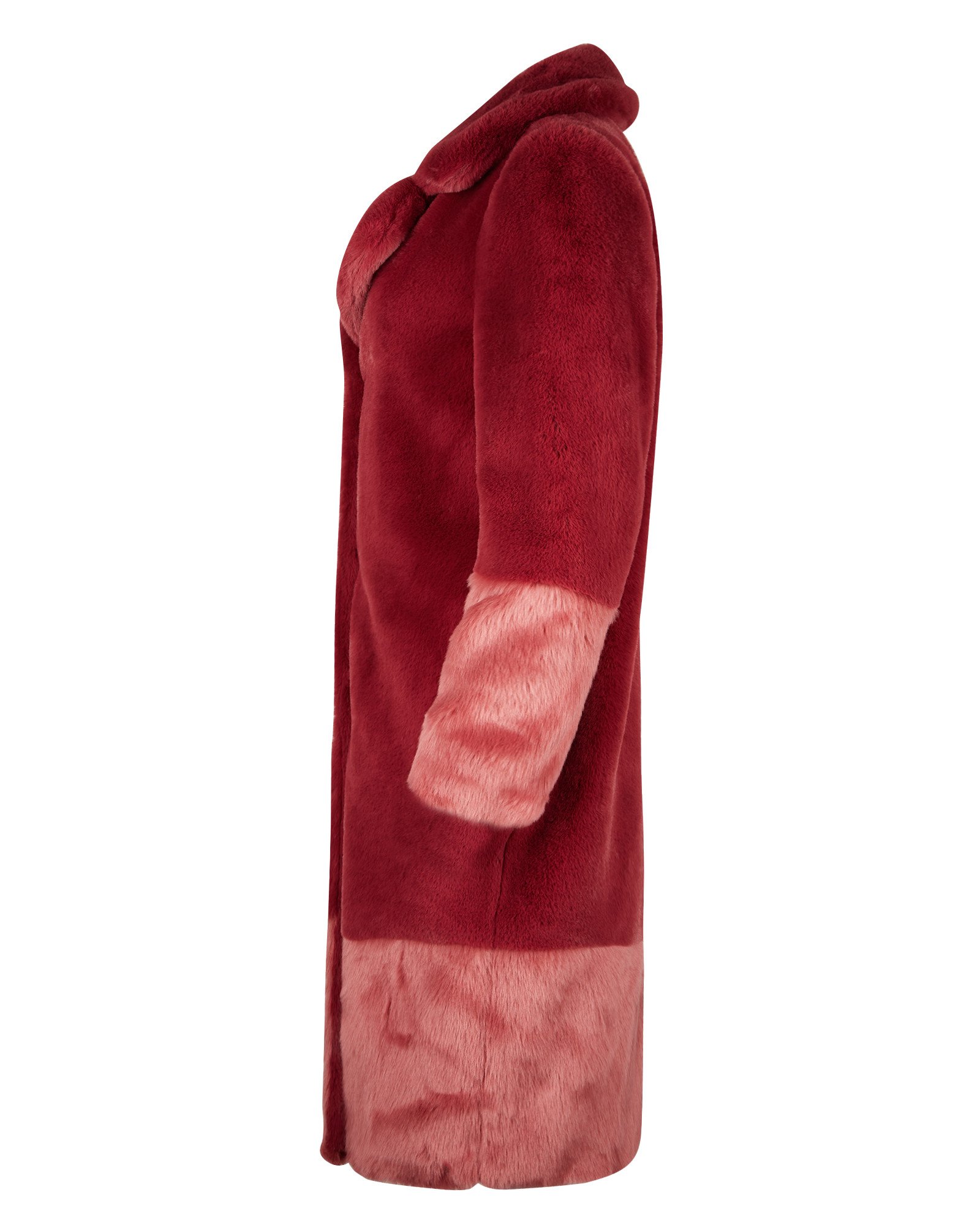 Colour Blocked Faux Fur Pink Coat Oliver Bonas - Main Image