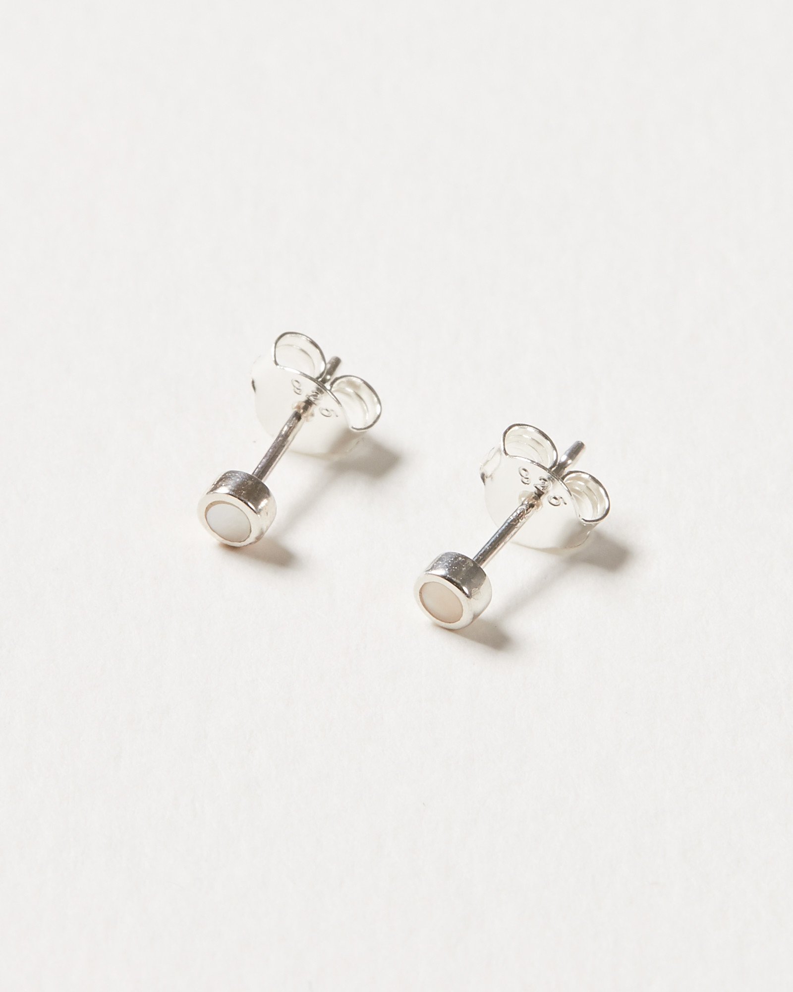 Nettie Mini Silver Mother of Pearl Stud Earrings | Oliver Bonas