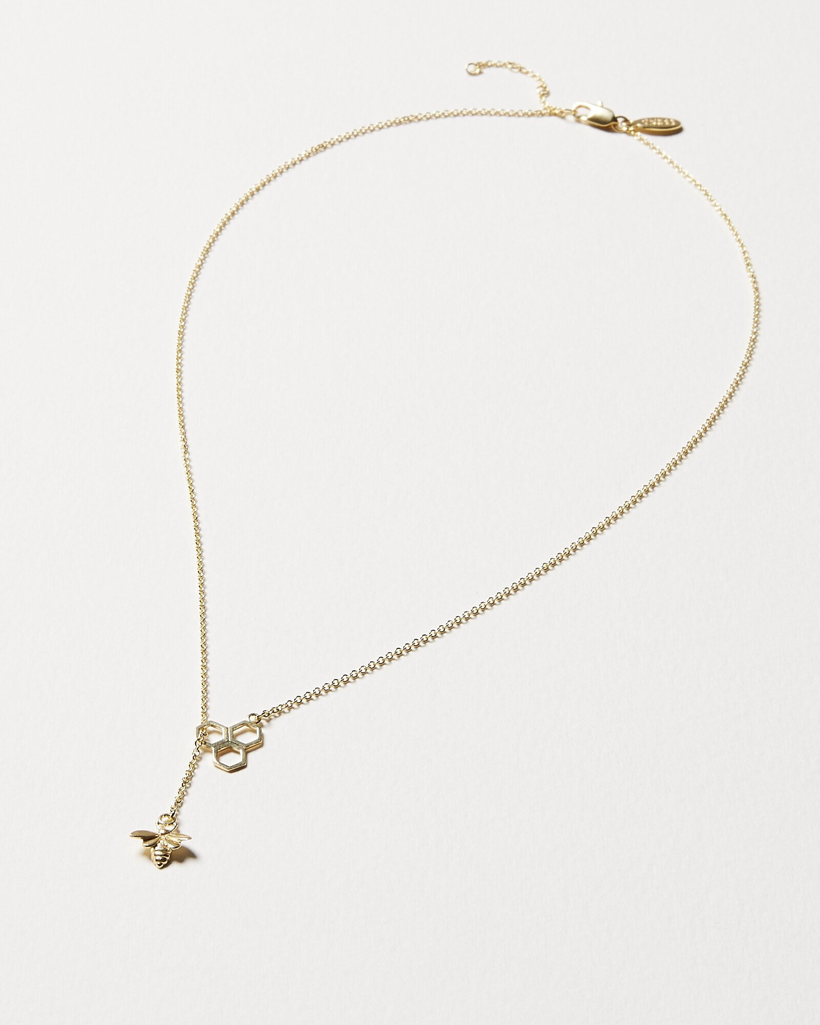 Honeycomb Bee Gold Plated Necklace Oliver Bonas