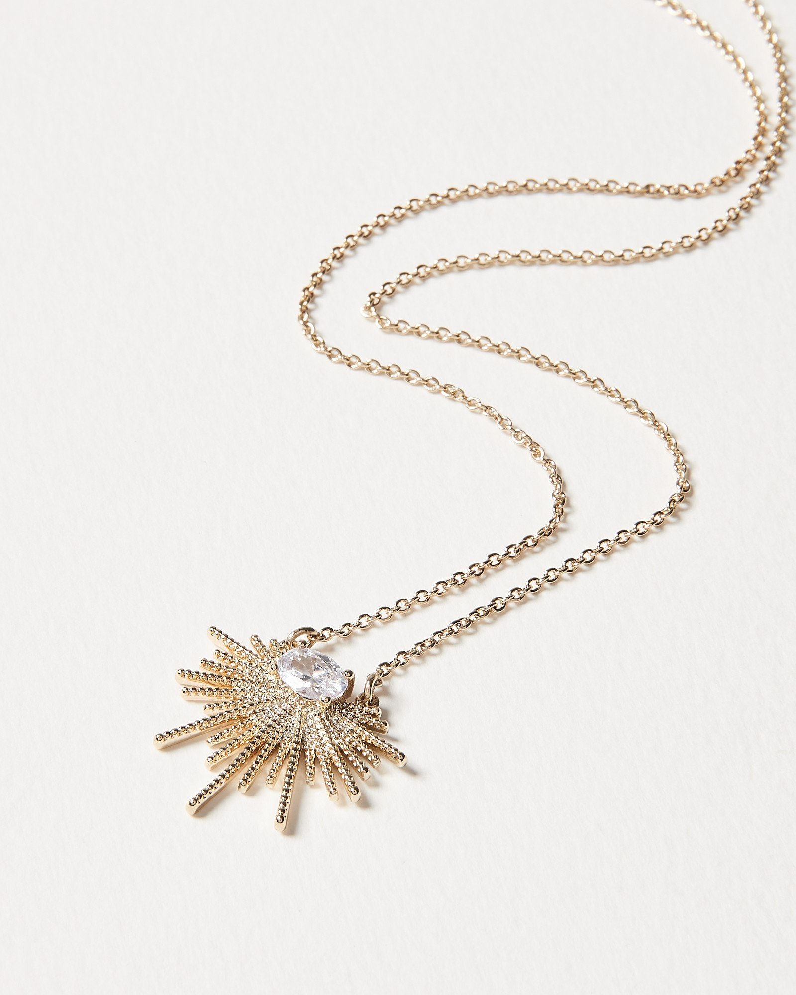 Twisted Bar Fan & Gem Detail Pendant Necklace | Oliver Bonas