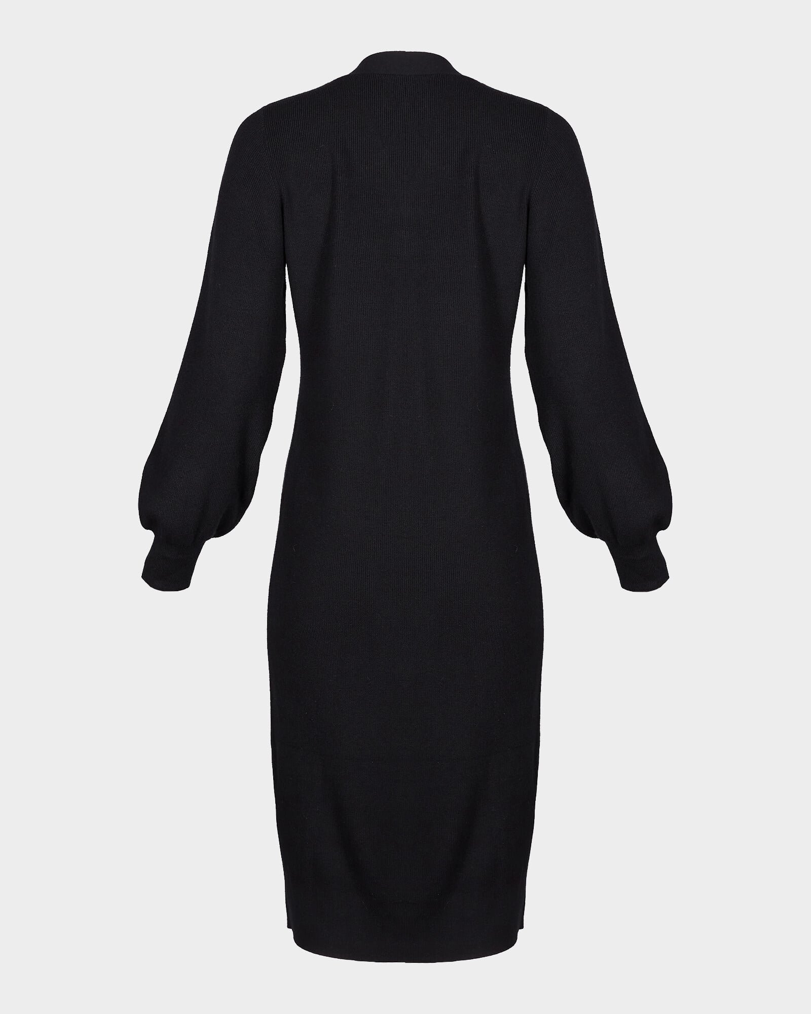 Button Through Black Knitted Midi Jumper Dress | Oliver Bonas