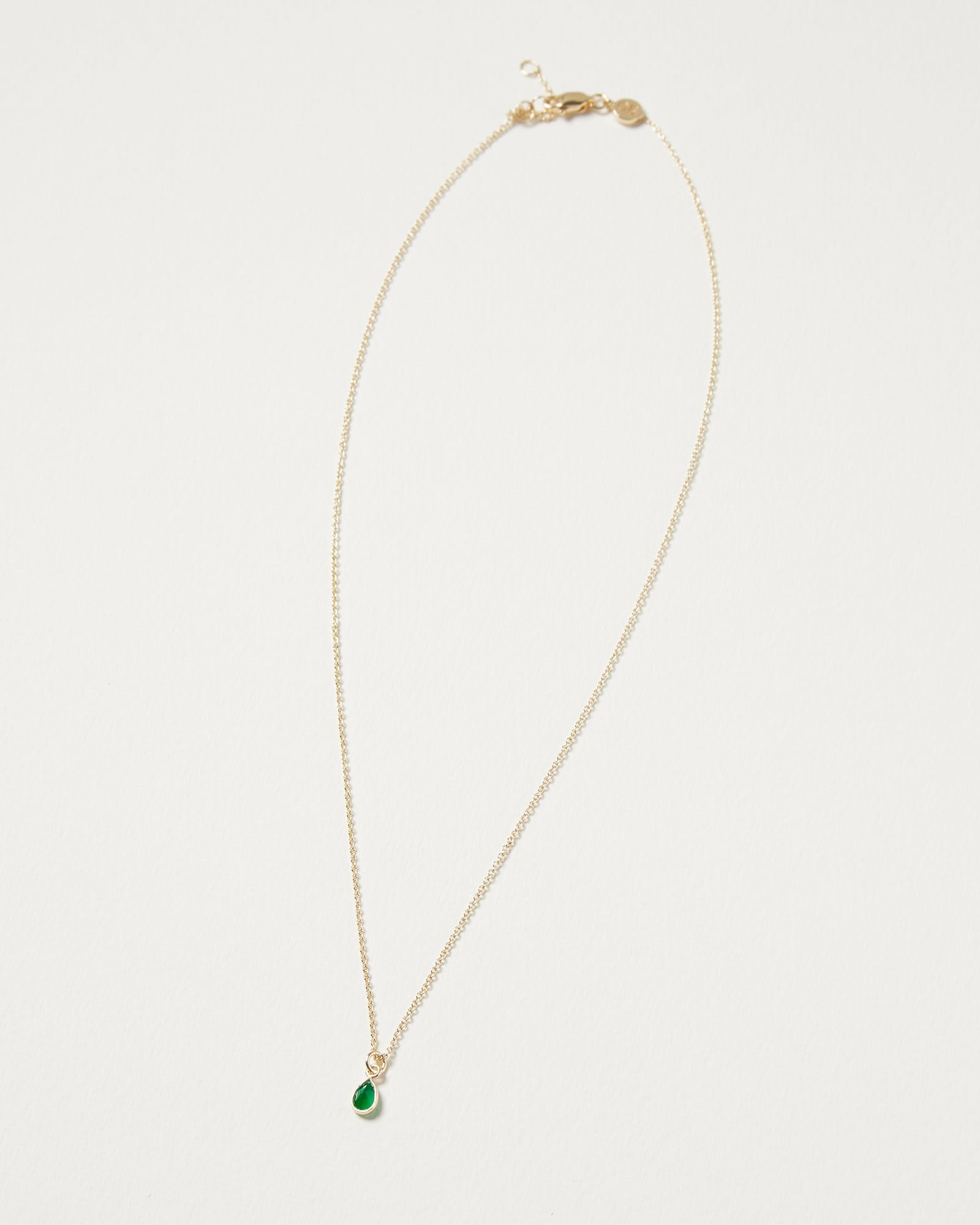 Auden Green Onyx & Gold Plated Drop Pendant Necklace | Oliver Bonas