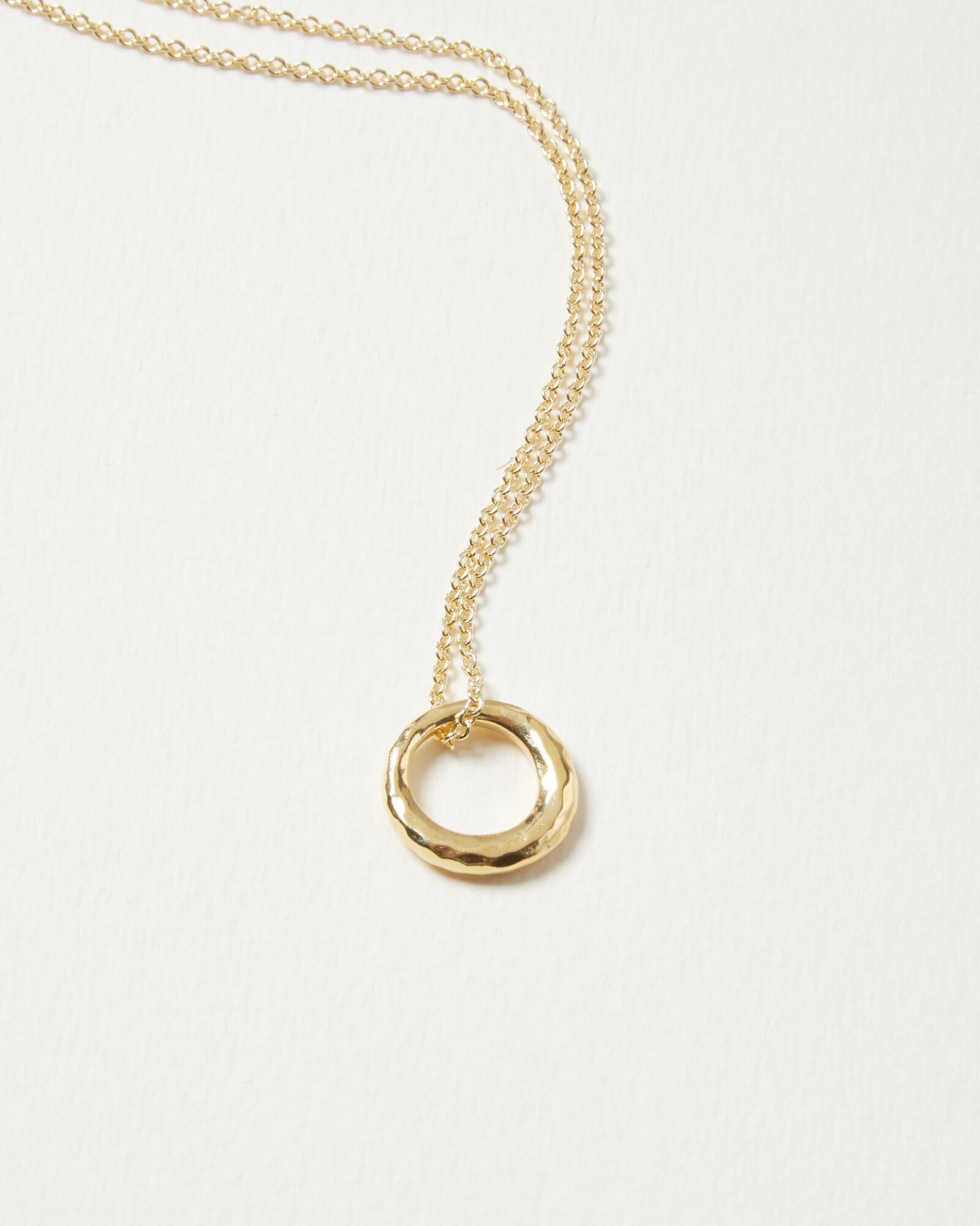 Sasha Textured Ring Gold Plated Pendant Necklace Oliver Bonas - Main Image