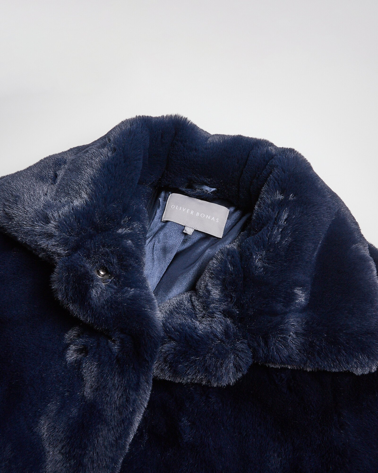 Faux Fur Navy Blue Jacket Oliver Bonas