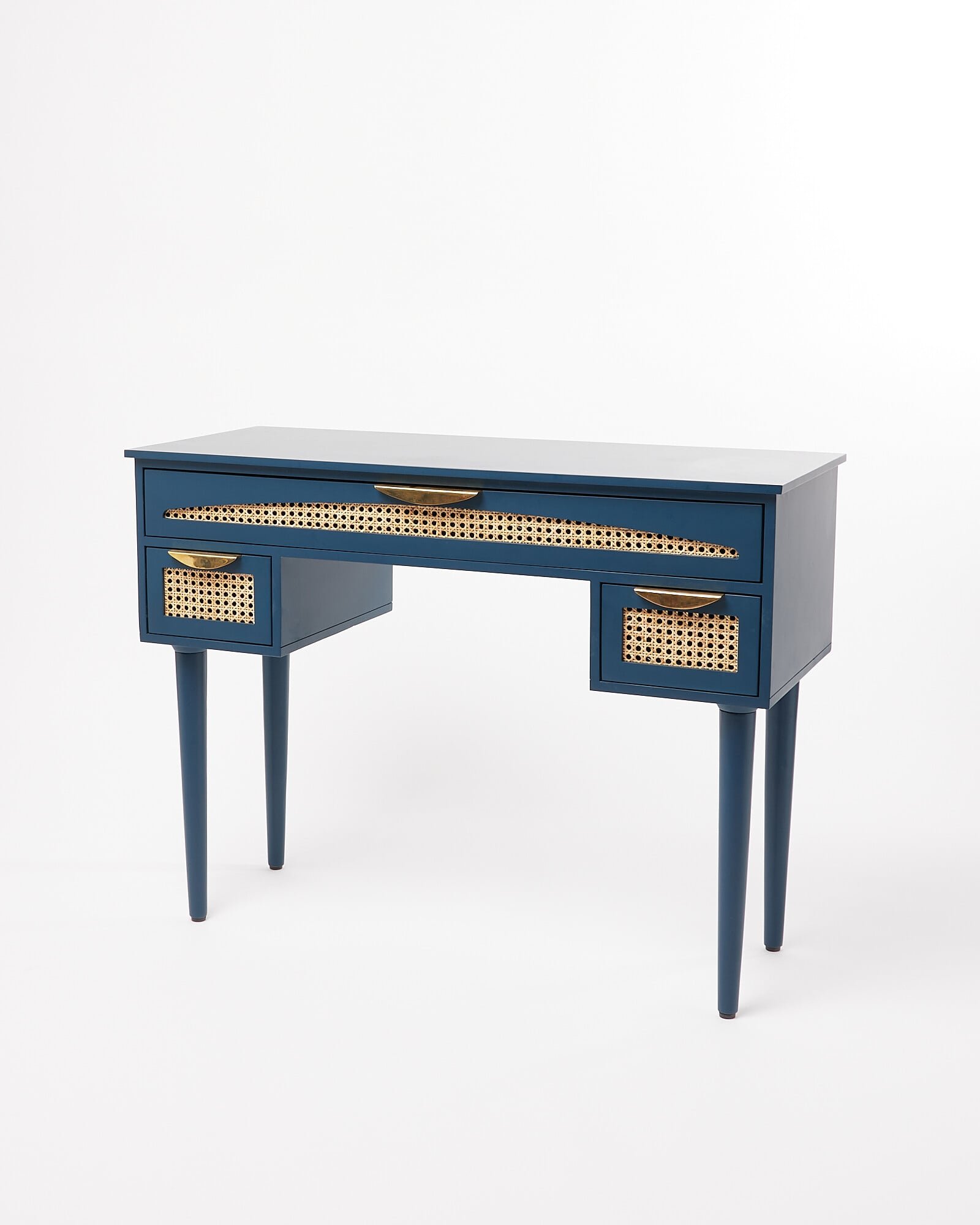 Bue Blue Mango Wood & Rattan Dressing Table | Oliver Bonas Bue Blue Mango Wood & Rattan Dressing Table | Oliver Bonas