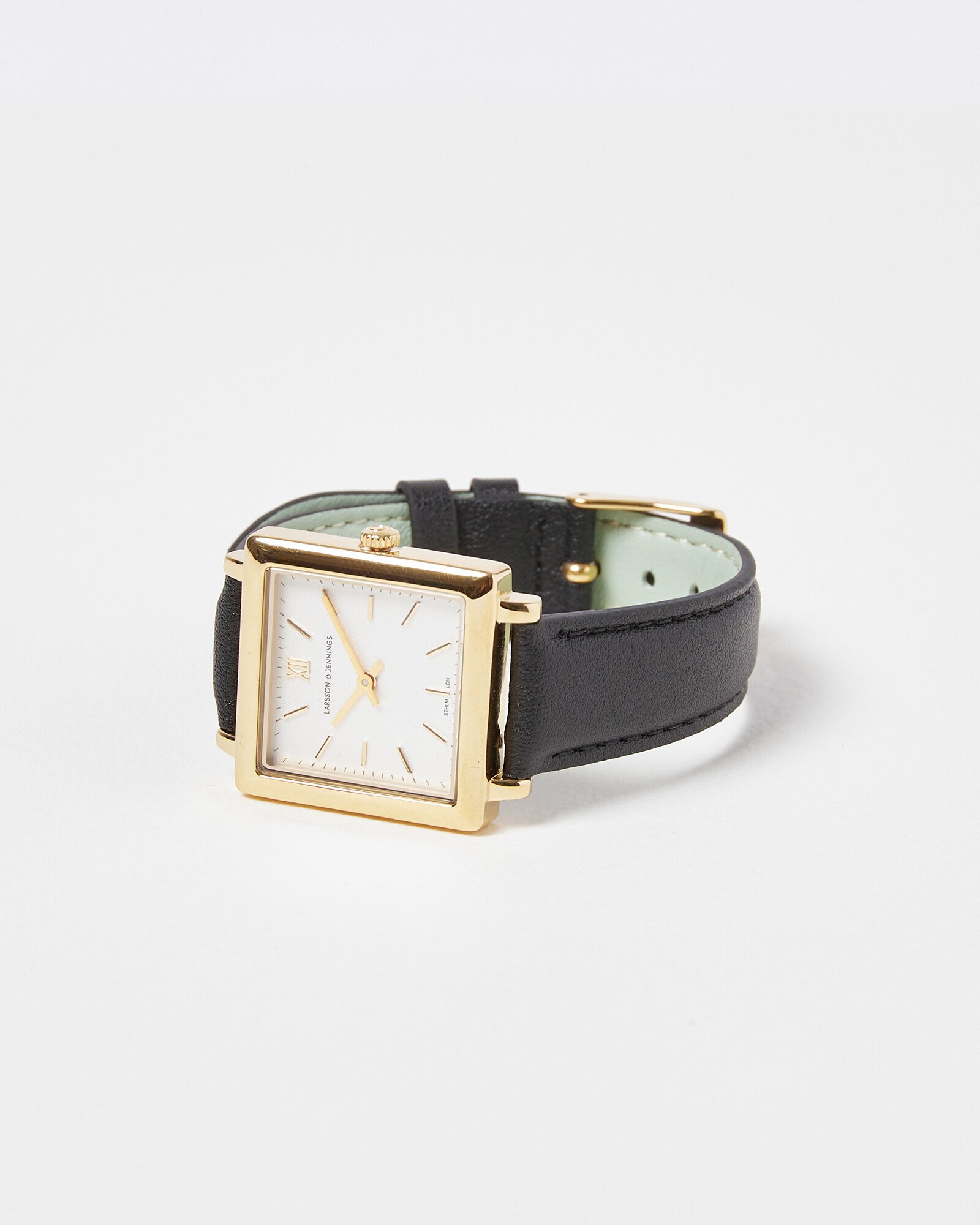Larsson & Jennings Norse Gold & Black Strap Wrist Watch 34mm