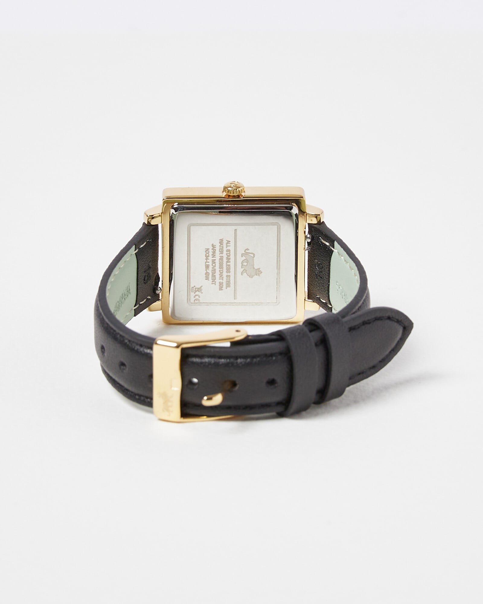Larsson & Jennings Norse Gold & Black Strap Wrist Watch 34mm