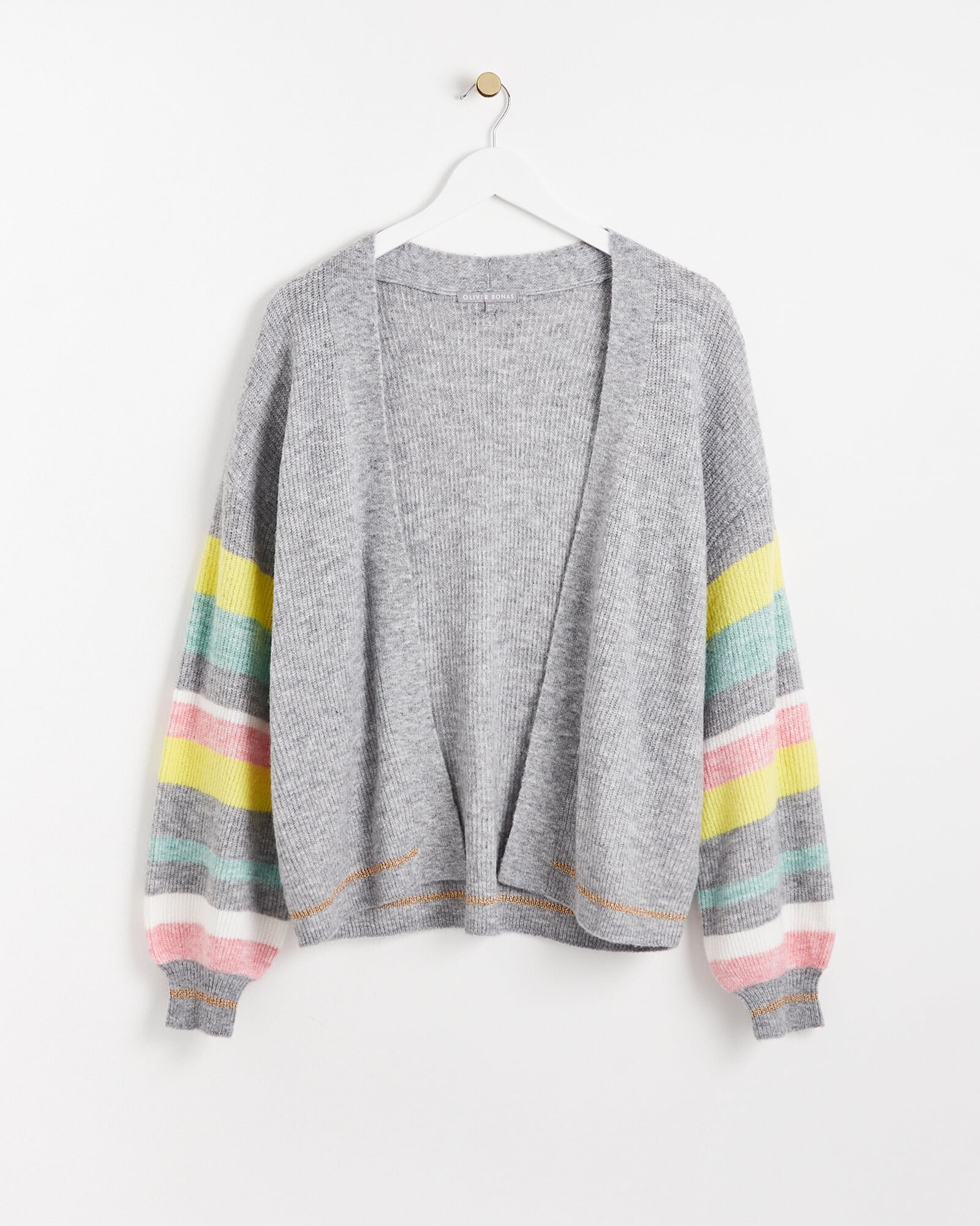 HZSONNE Women's Lightweight Color Stripe Open Front Cardigan - Slouchy Crochet Knit Sweater With Pockets