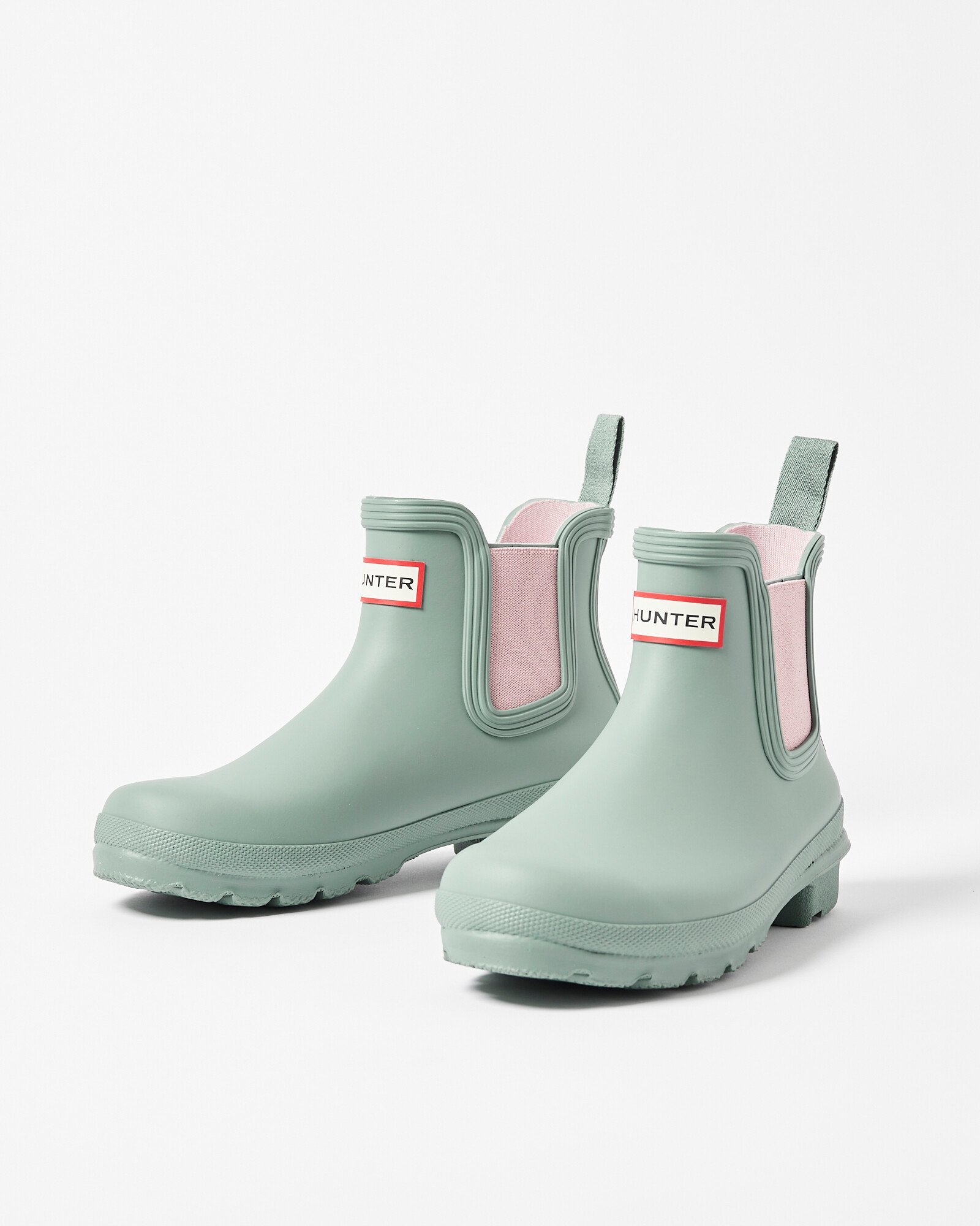 Hunter Green Pink Chelsea Wellington Boots Oliver Bonas
