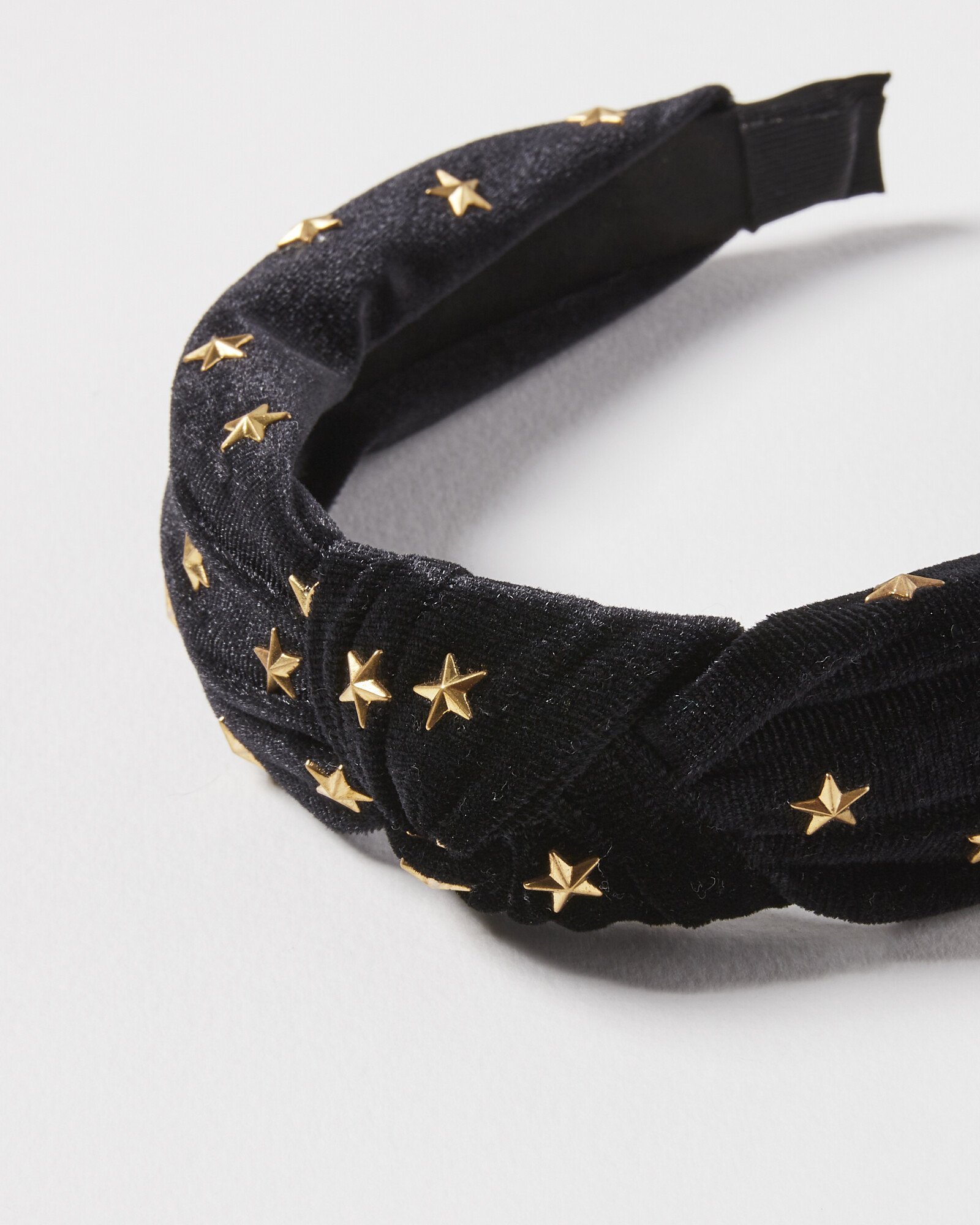 Tina Star Stud & Black Velvet Top Knot Headband | Oliver Bonas