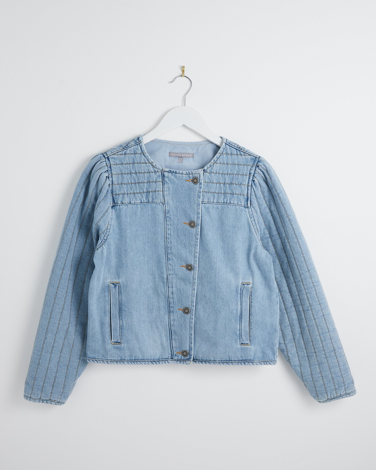 Quilted Blue Denim Jacket Oliver Bonas