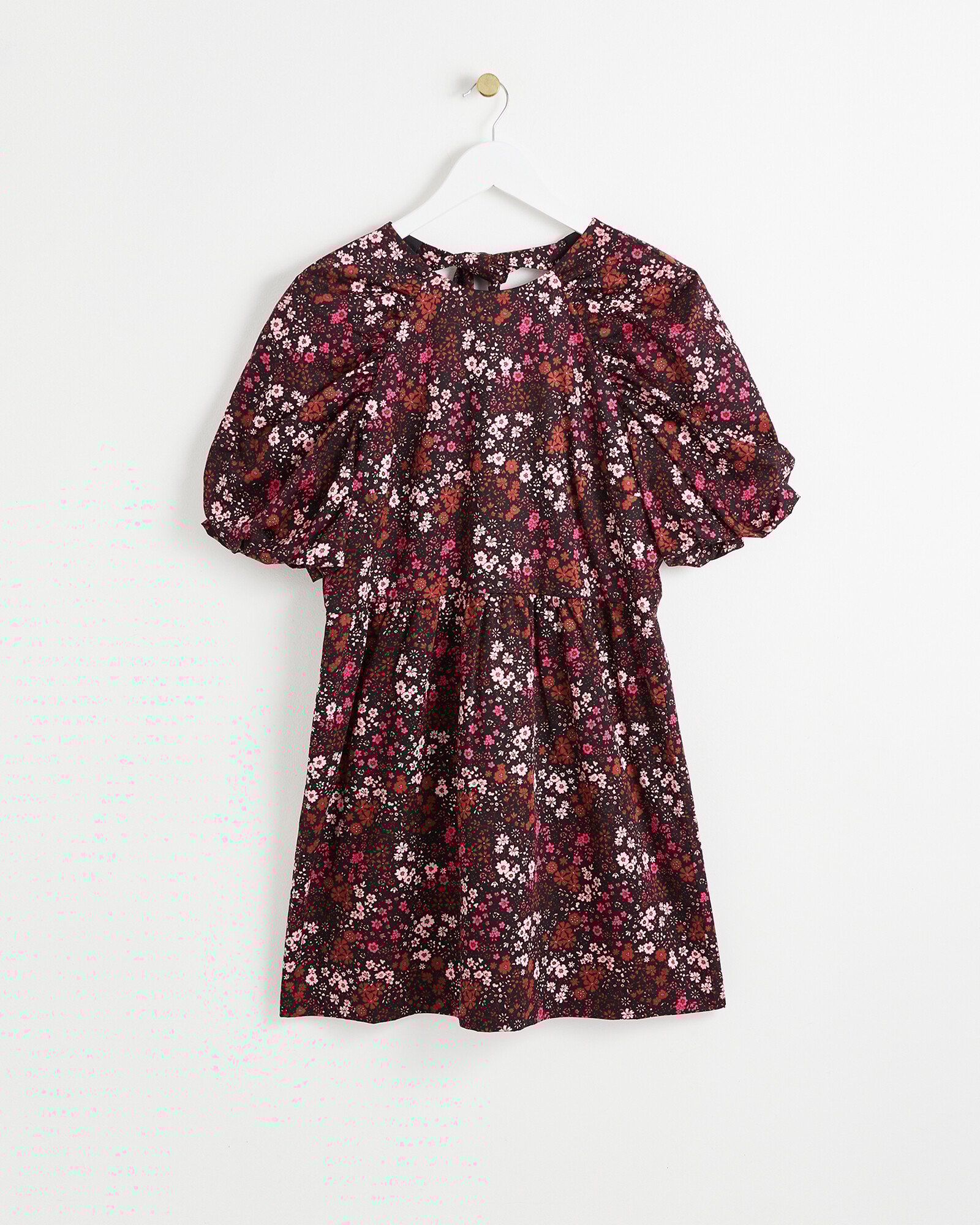Floral Print Puff Sleeve Pink Mini Dress Oliver Bonas