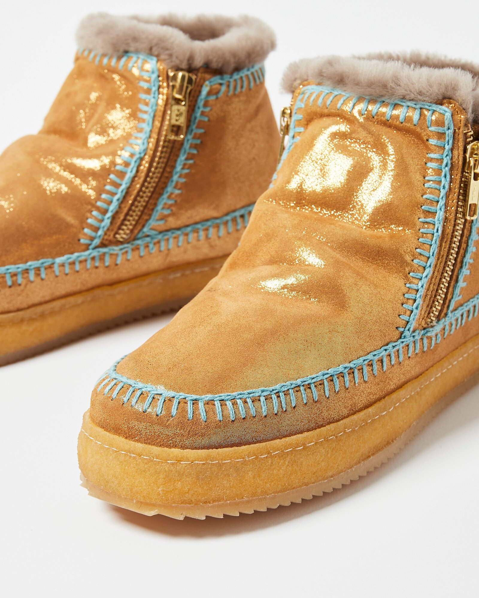 Laidback London Setsu Crochet Shimmer Gold Ankle Boots Oliver Bonas IE