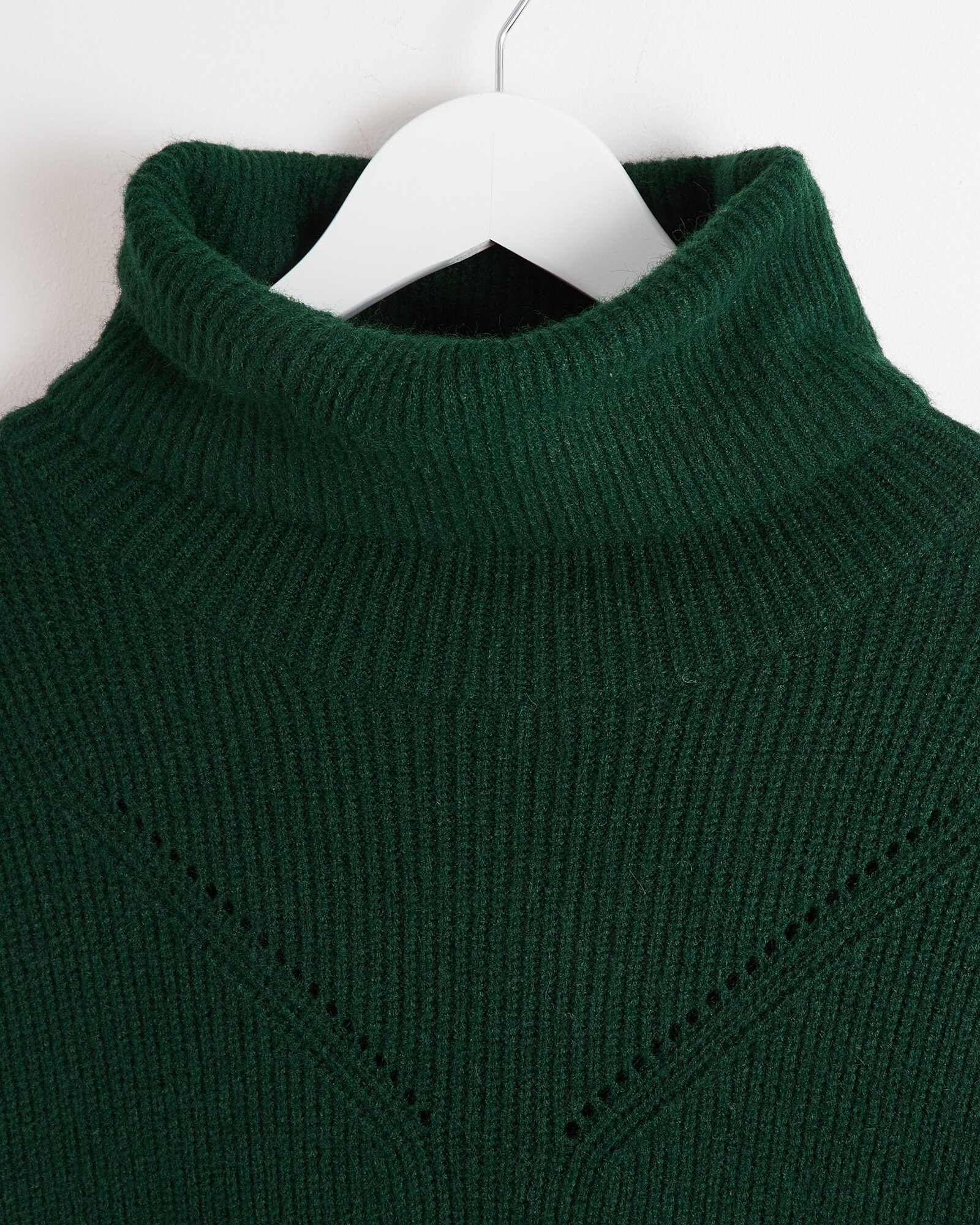 Rollneck Rib Forest Green Knitted Mini Jumper Dress Oliver Bonas