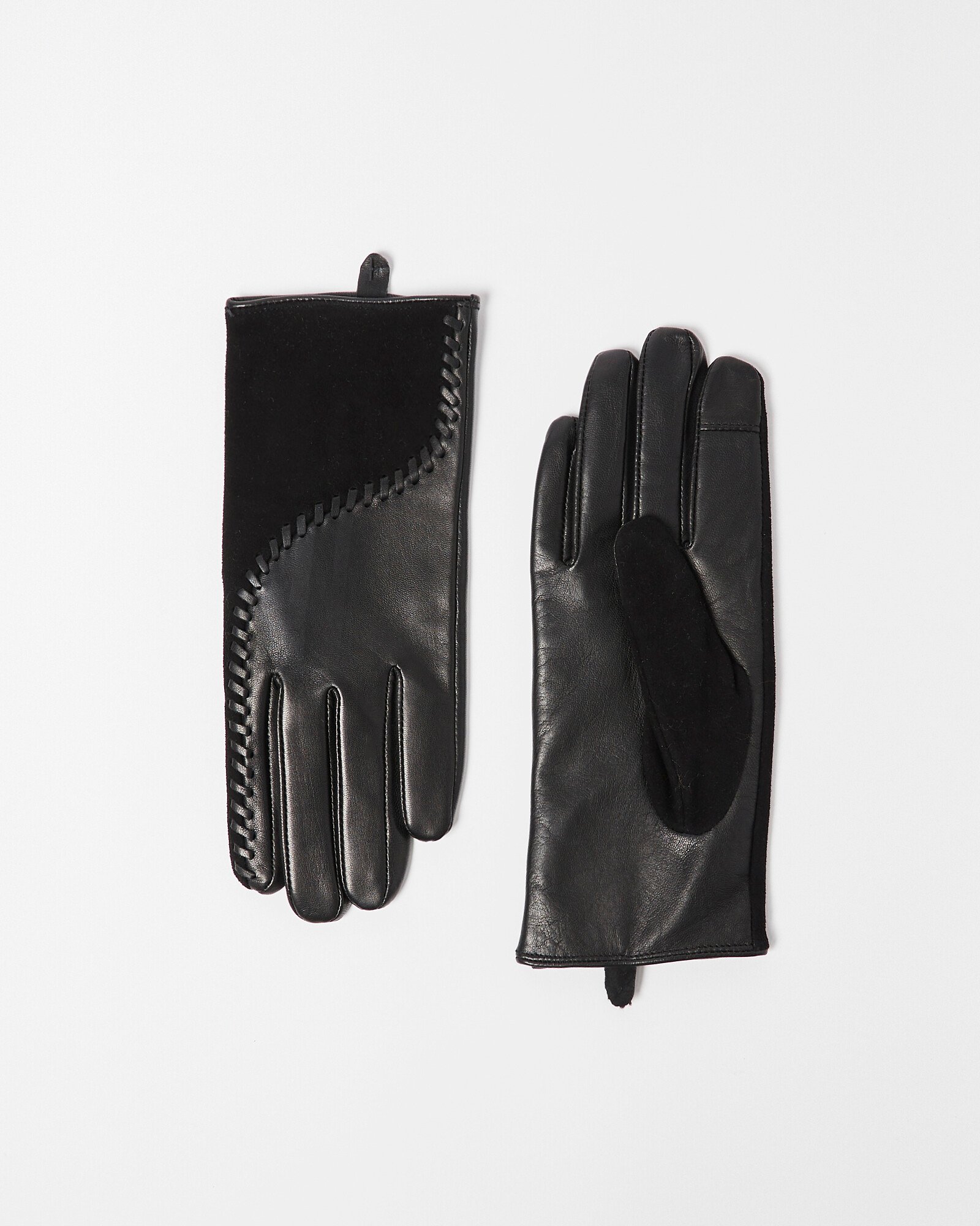 Whipstitch Black Leather Gloves | Oliver Bonas