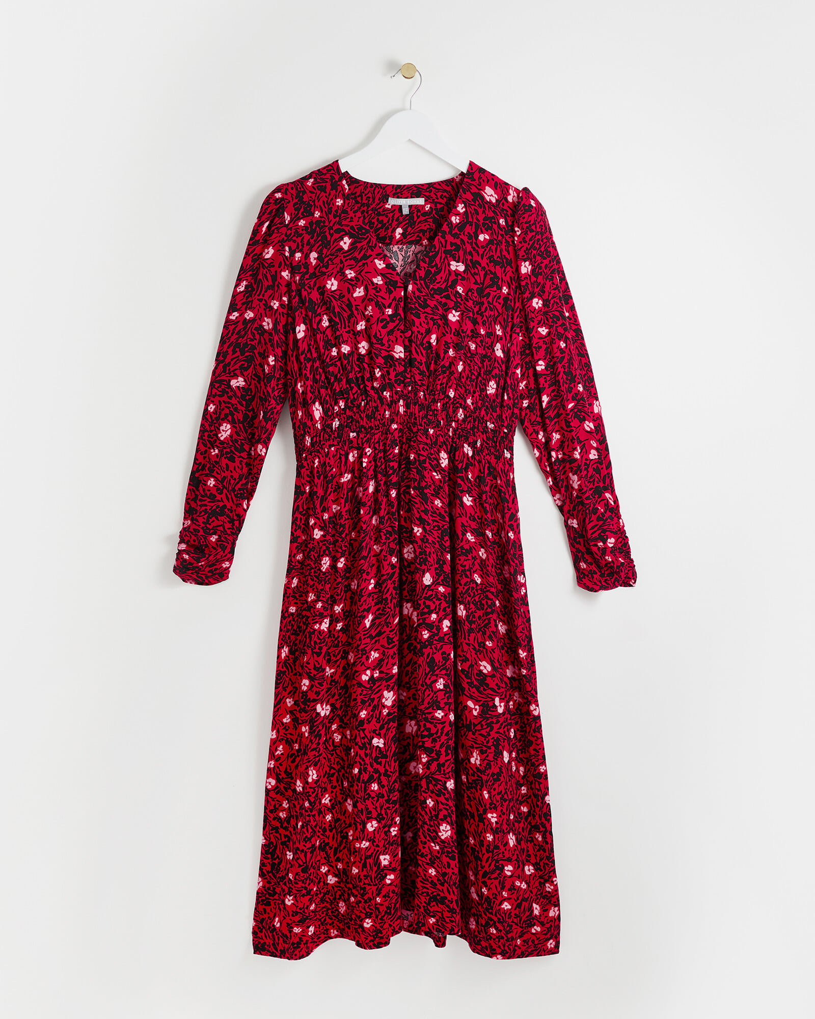 oliver bonas red dress OLIVER BONAS Moving Texture Print Midi Dress