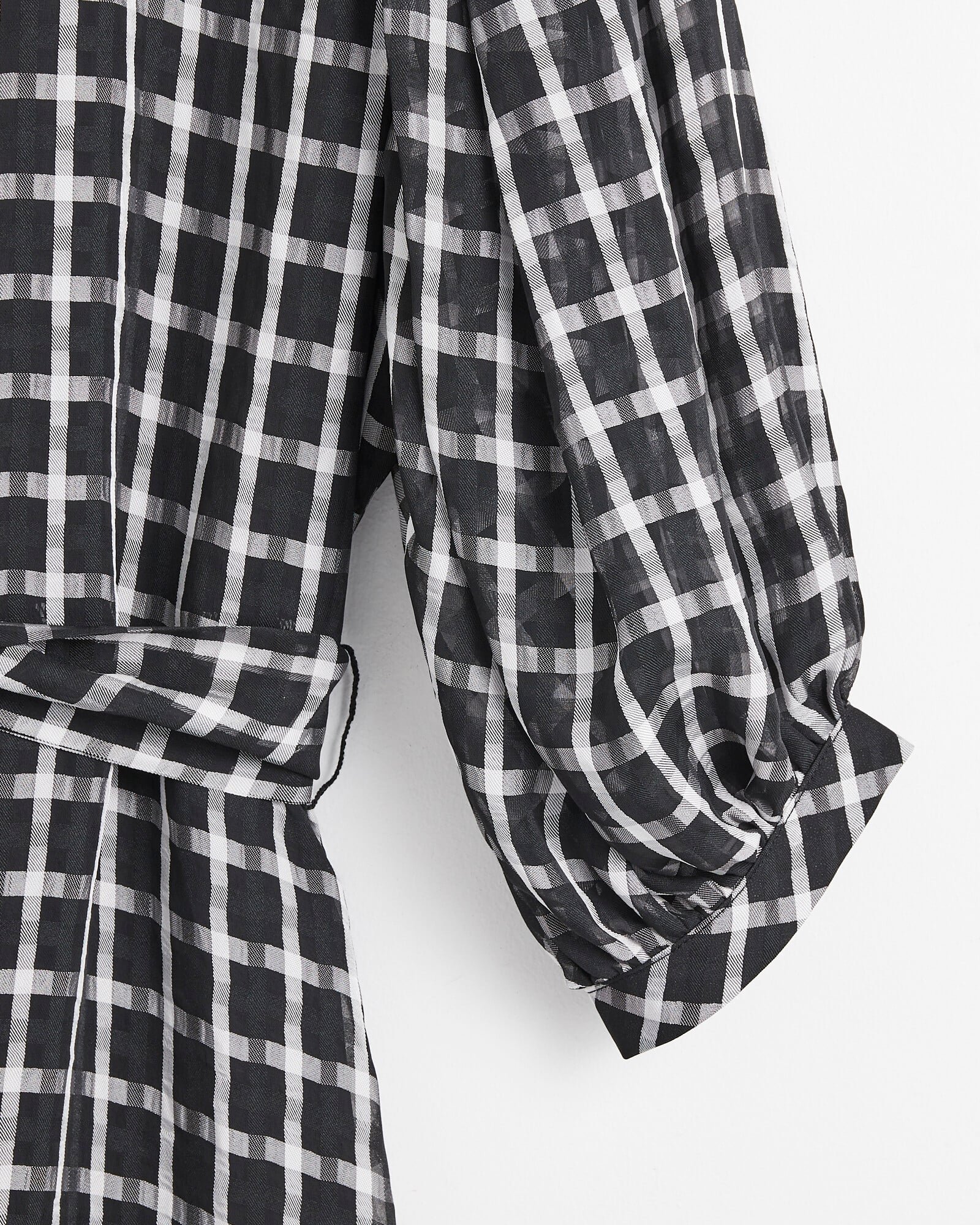 black and white gingham shirt dress Black Gingham Long Sleeve Midi Dress main image 0