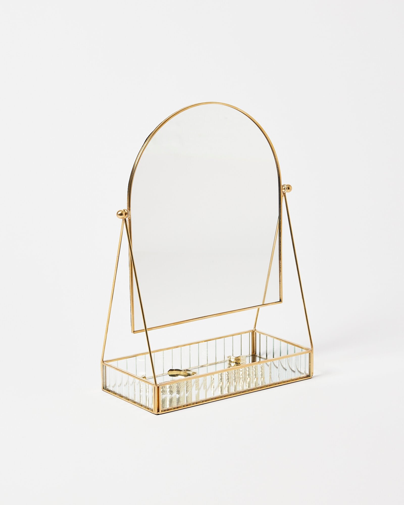 Loire Gold & Glass Arched Dressing Table Mirror with Tray | Oliver Bonas
