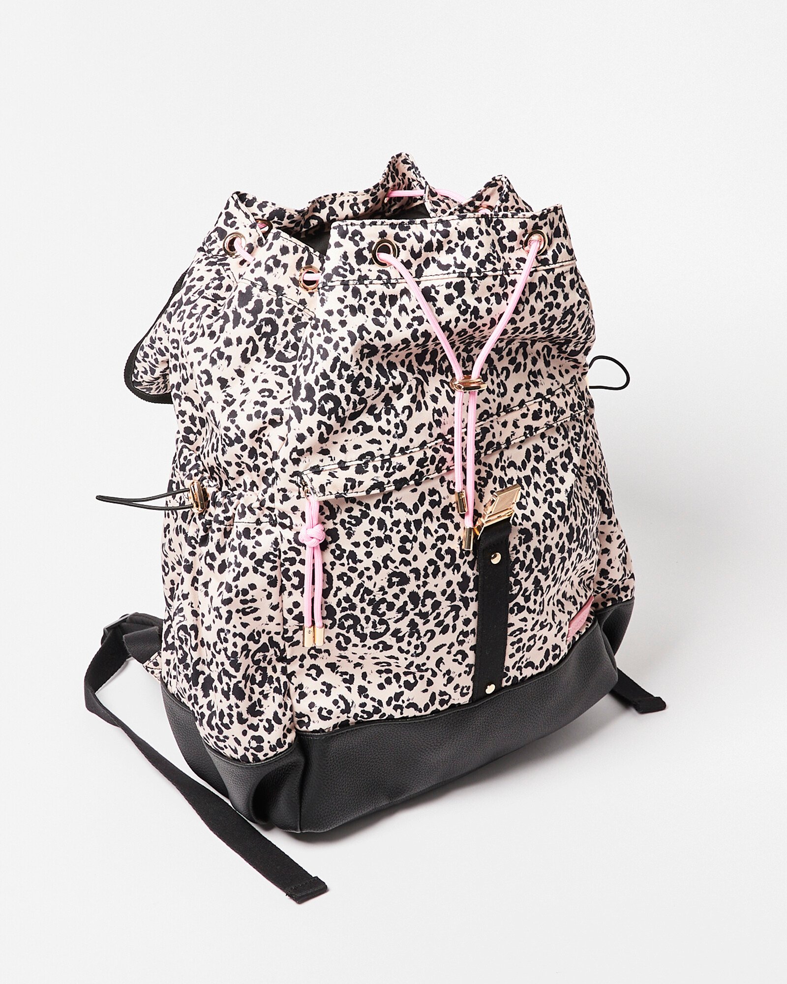 Leopard Print Pink Y Clasp Backpack | Oliver Bonas