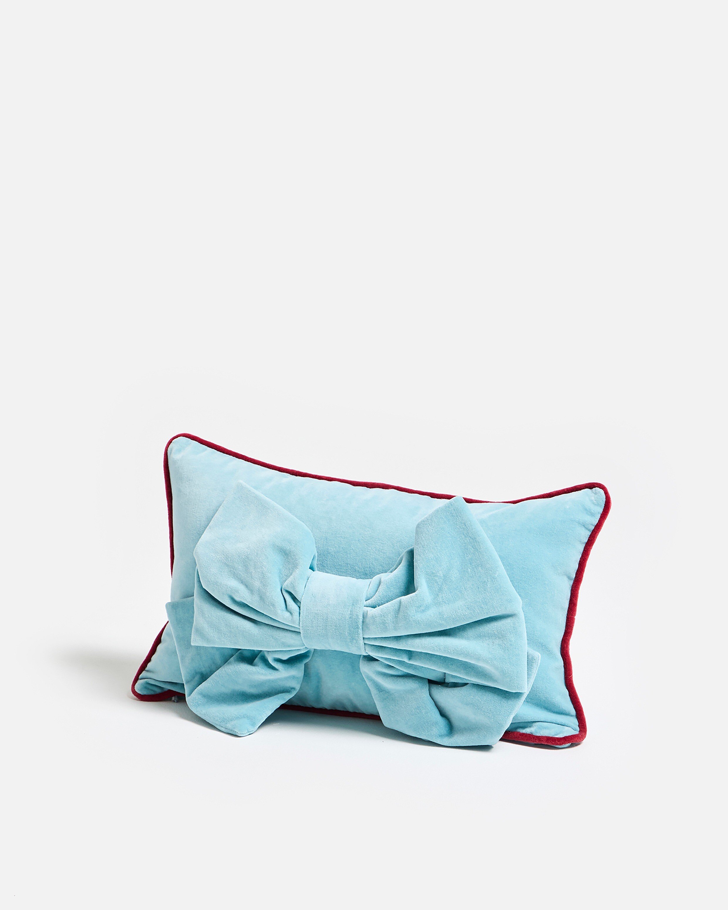 Blue Velvet Bow Cushion Cover 30x50cm