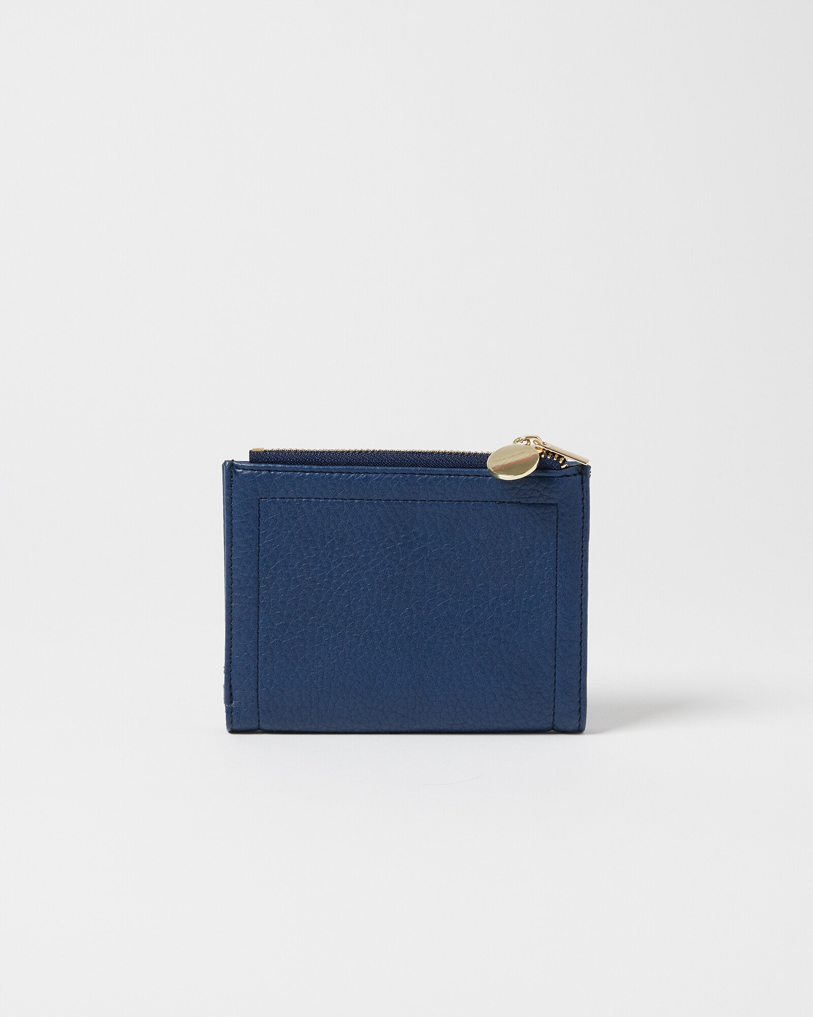 FEITH&FELLY Women's Small Bifold Wallet With Zipper Coin Purse - RFID Blocking, 8 Card Slots, Key Ring, Blue