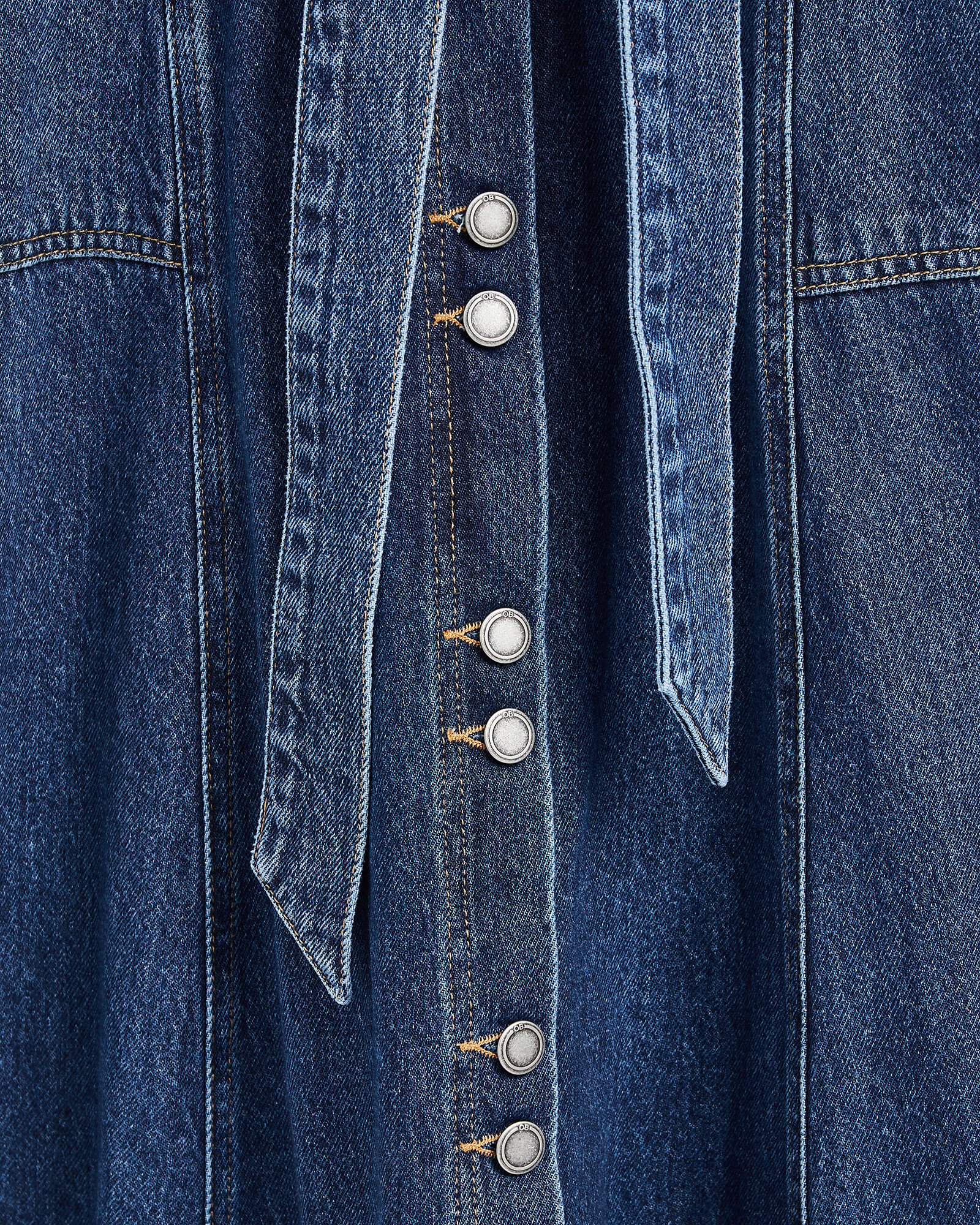 Cropped Sleeve Blue Denim Midi Dress | Oliver Bonas