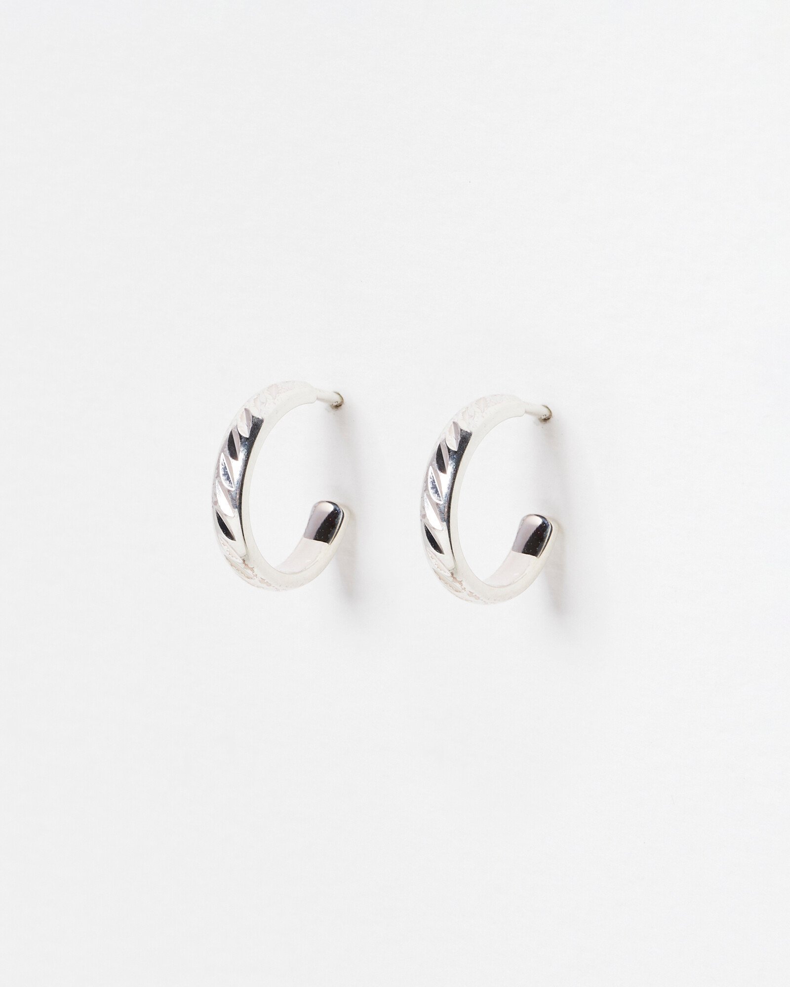 Luna Engraved Silver Hoop Earrings | Oliver Bonas