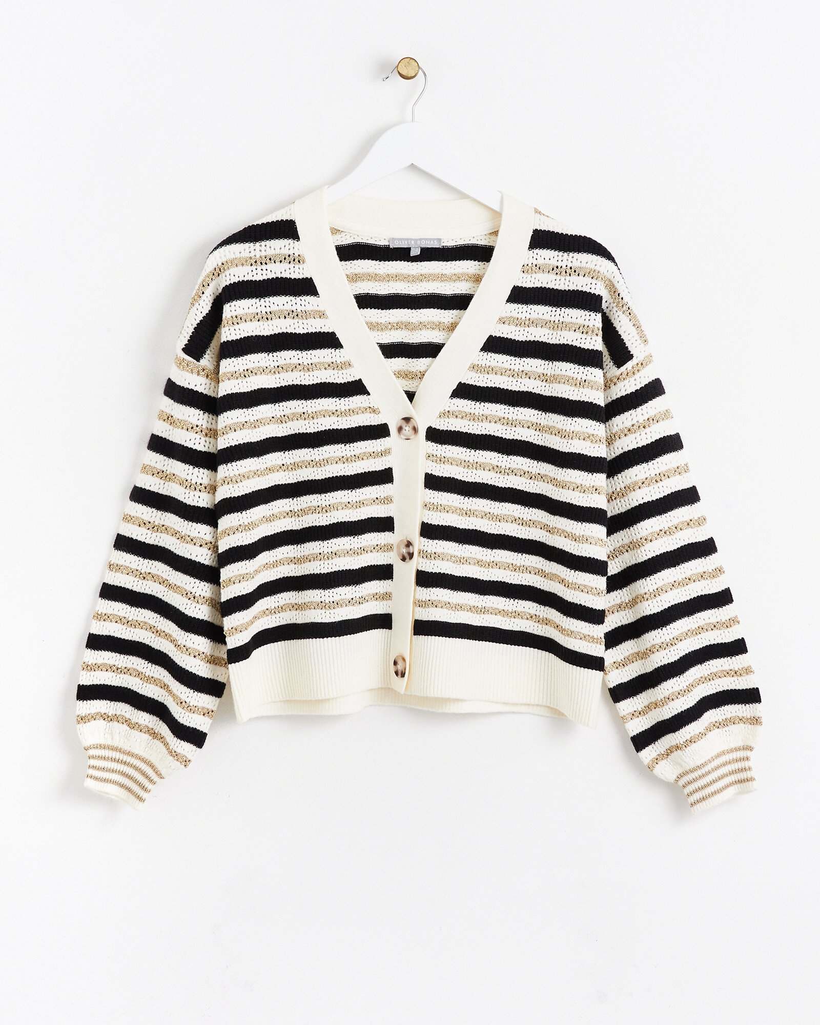 Sparkle Stripe Black Gold Cardigan Oliver Bonas