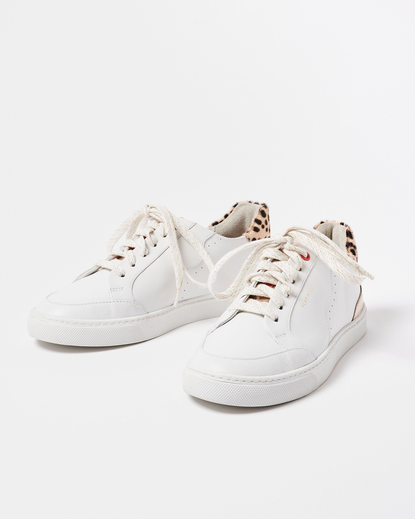 Animal Print Wiggle White Leather Trainers Oliver Bonas