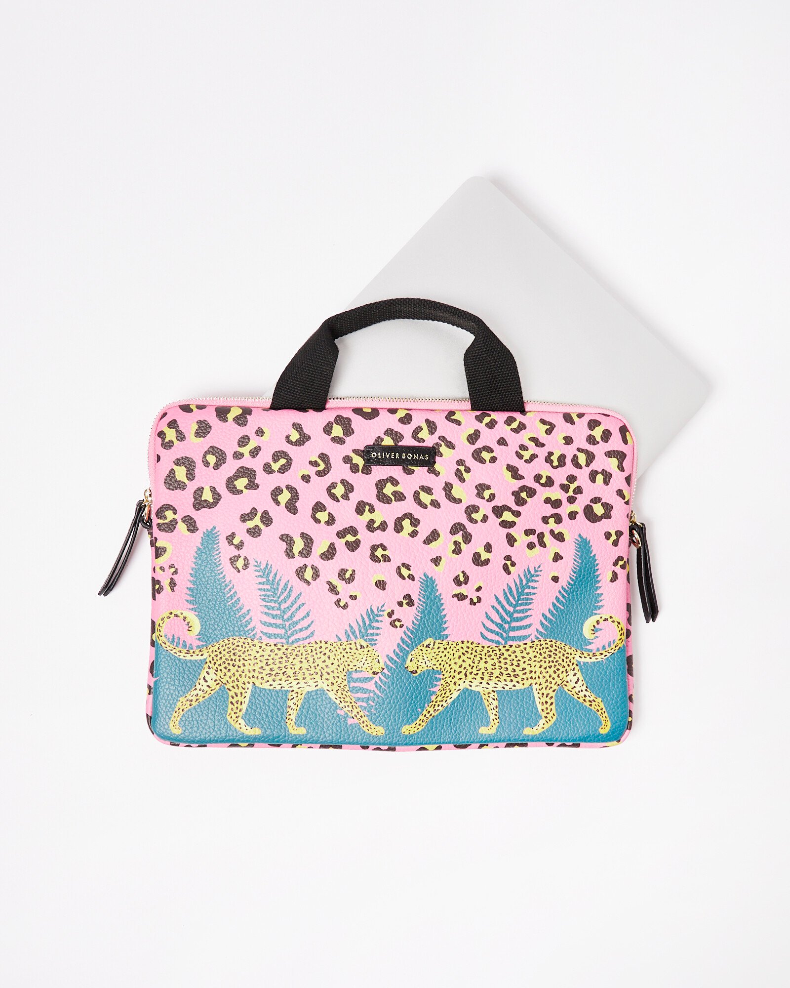 Rainbow Leopard Print Laptop Sleeve - 13-15.6" Messenger Bag With Crossbody Strap