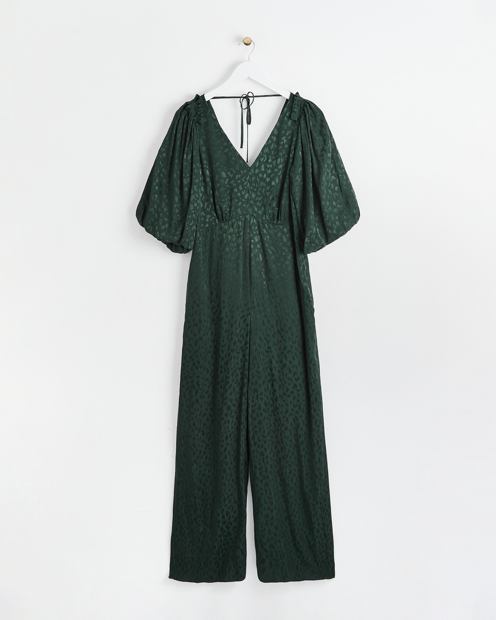 Animal Green Jacquard Satin Jumpsuit Oliver Bonas