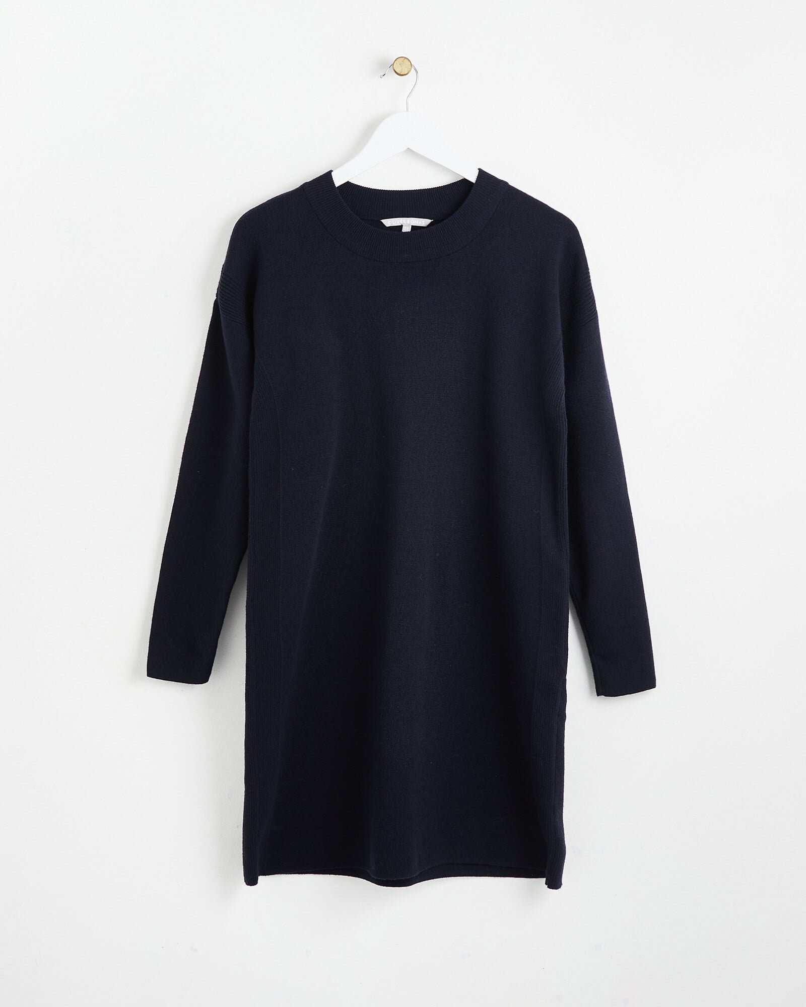 Funnel Neck Navy Blue Jumper Dress