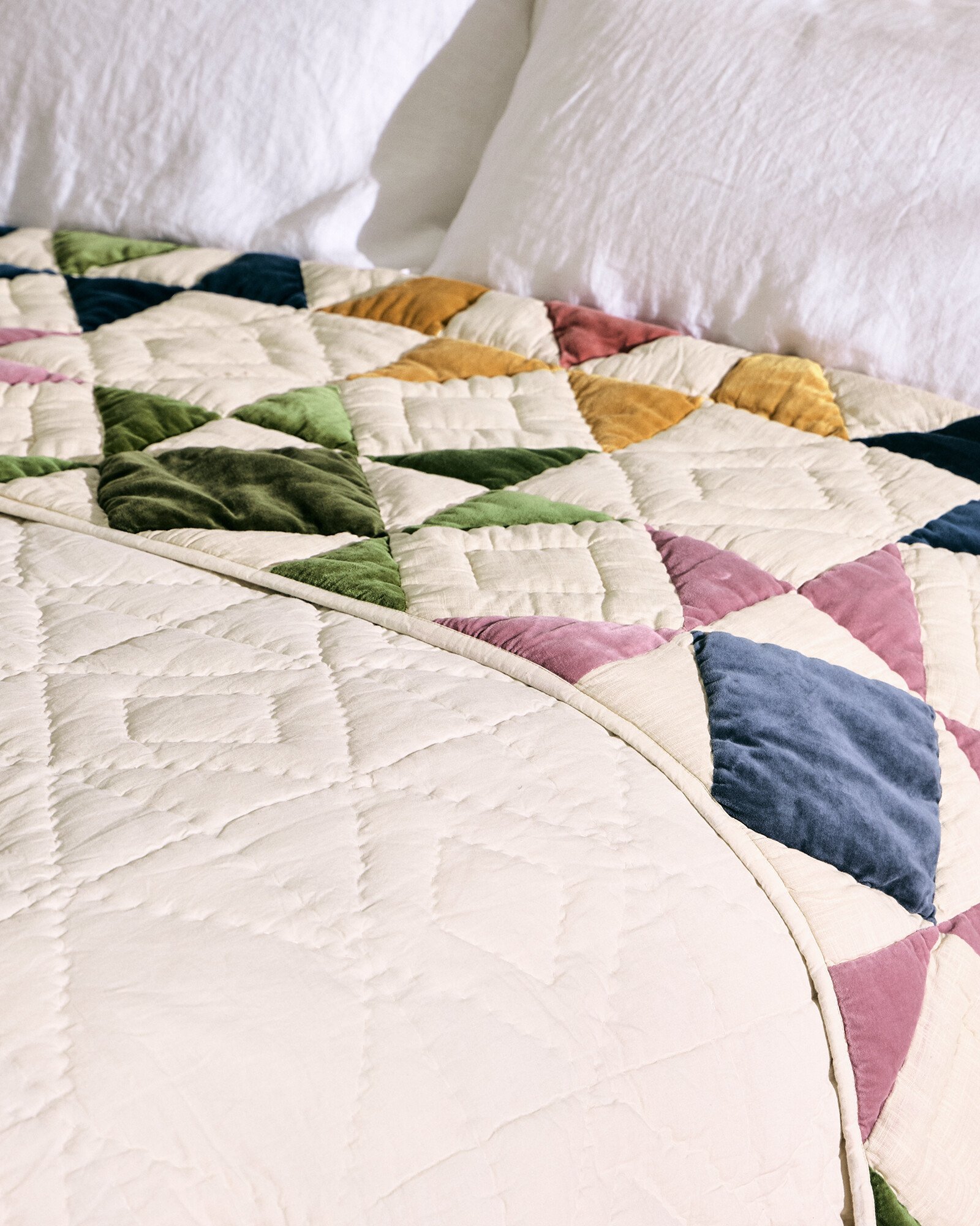 Patchwork Multicolour Velvet Bedspread