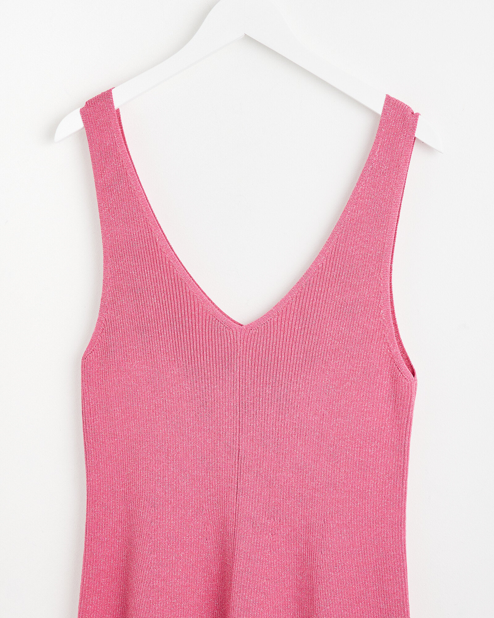 Sparkle Scalloped Pink Knitted Mini Dress | Oliver Bonas
