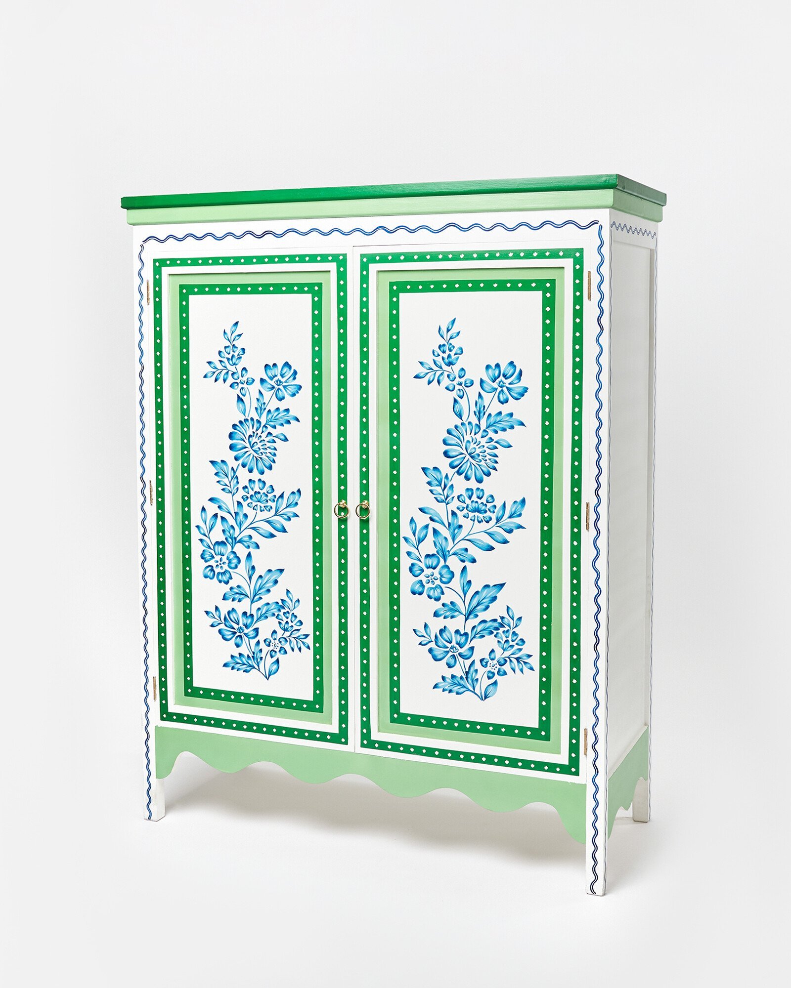 Aurélie Green Mango Wood Armoire Wardrobe Oliver Bonas