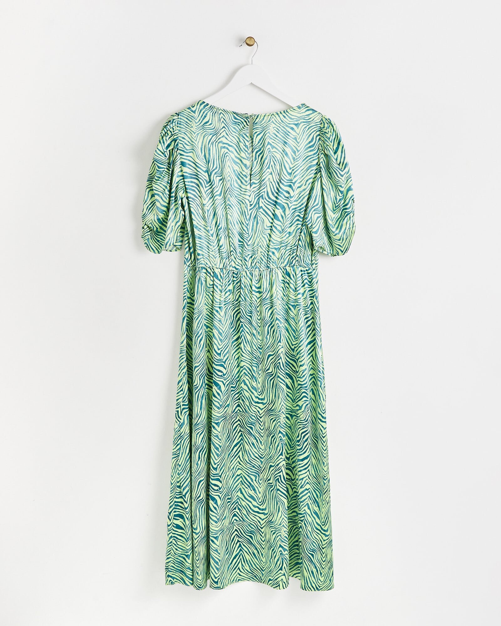 Warped Animal Print Green Midi Dress | Oliver Bonas