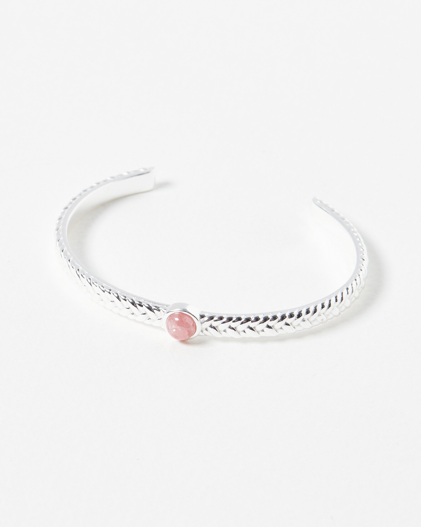Delta Rhodocrosite Stone Silver Plated Bangle | Oliver Bonas IE