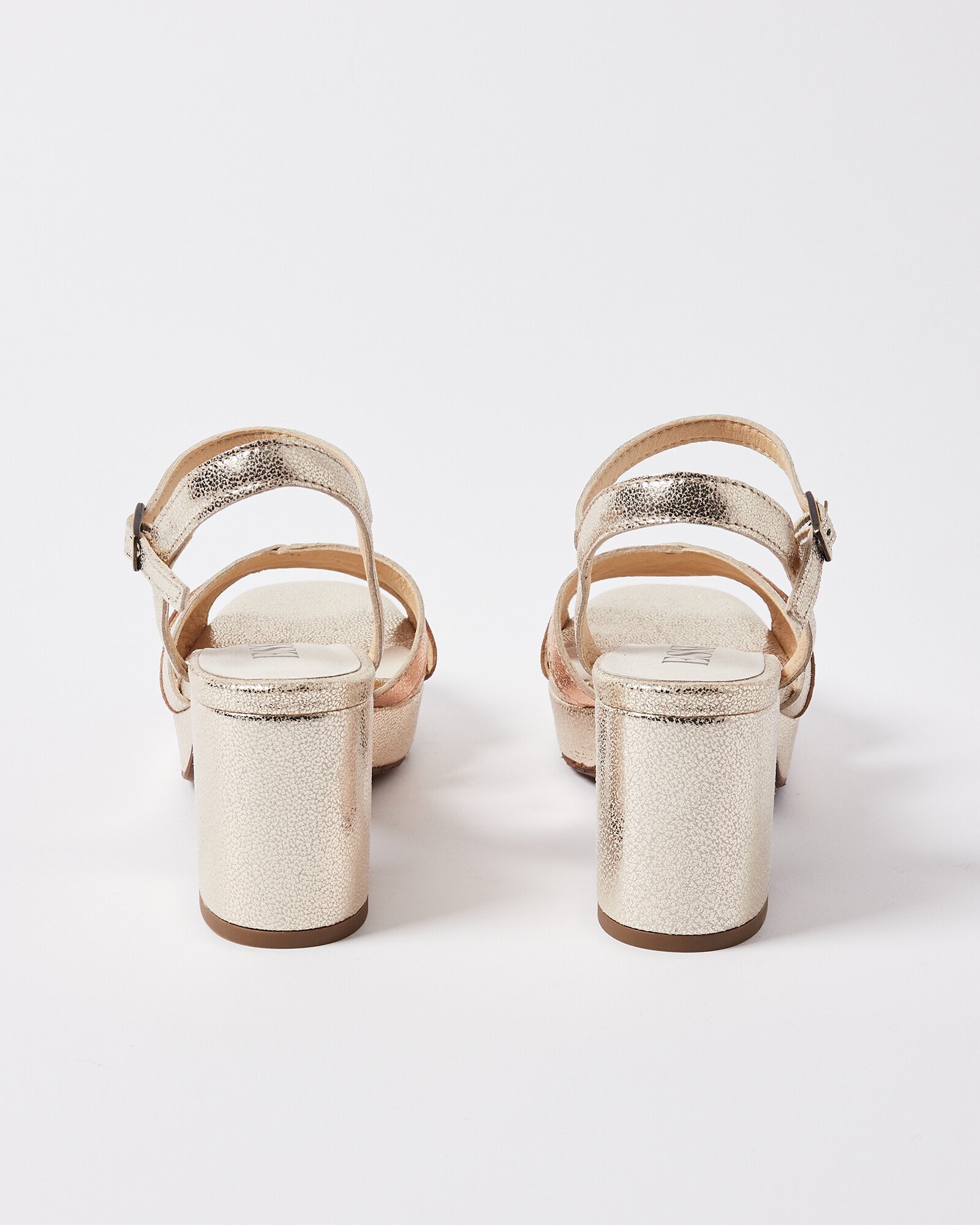 Snasta Rose Gold Metallic Block Heel Sandals Elsie Metallic