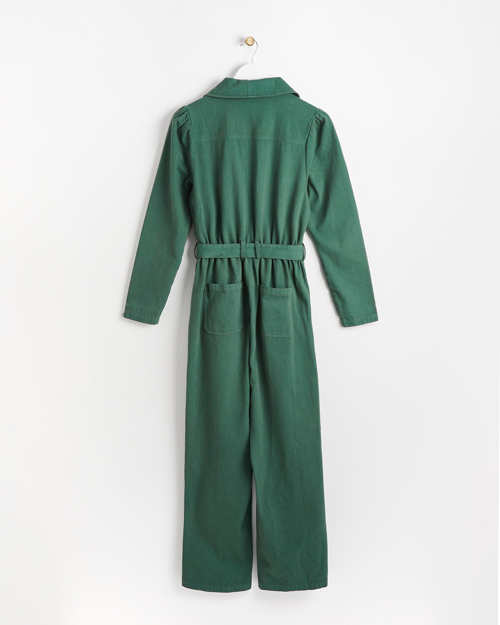 Washed Green Herringbone Jumpsuit | Oliver Bonas