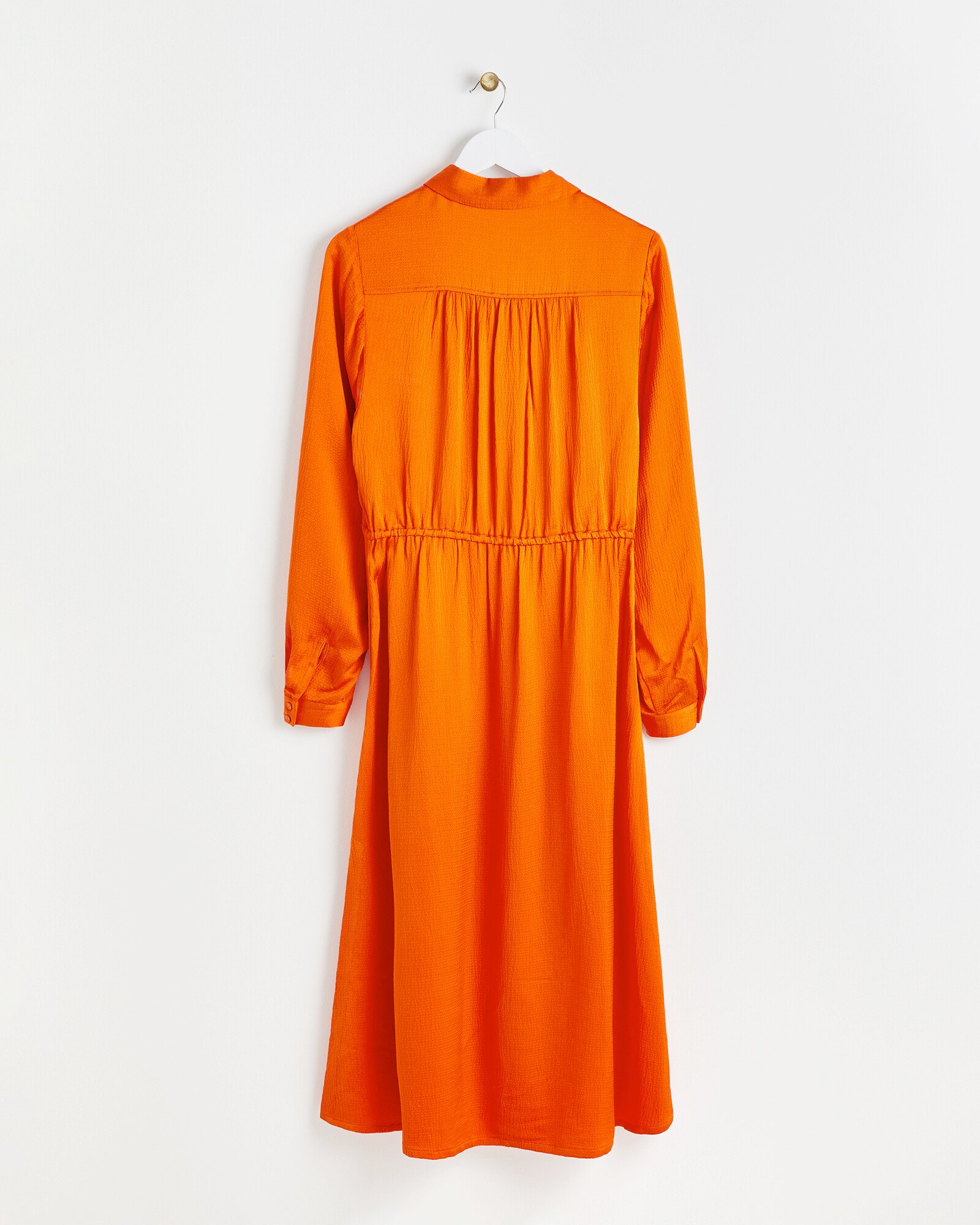 orange satin shirt dress Orange Satin Shirt & Brocade Floral Gown
