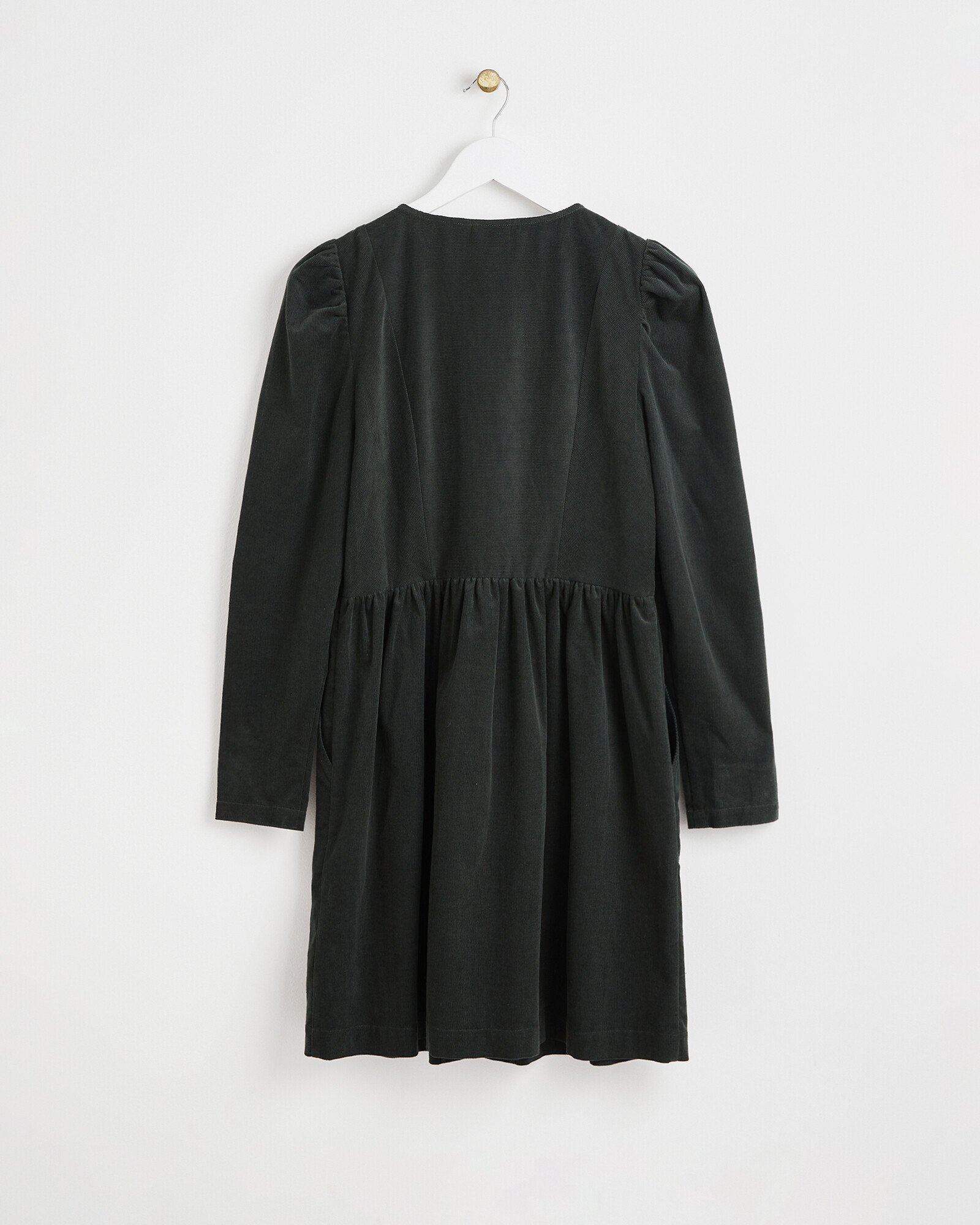 Olive Green Corduroy Mini Dress | Oliver Bonas